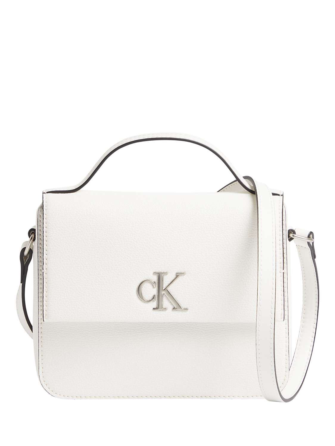 Calvin Klein Monogram Boxy Cross Body Bag, Ivory at John Lewis & Partners