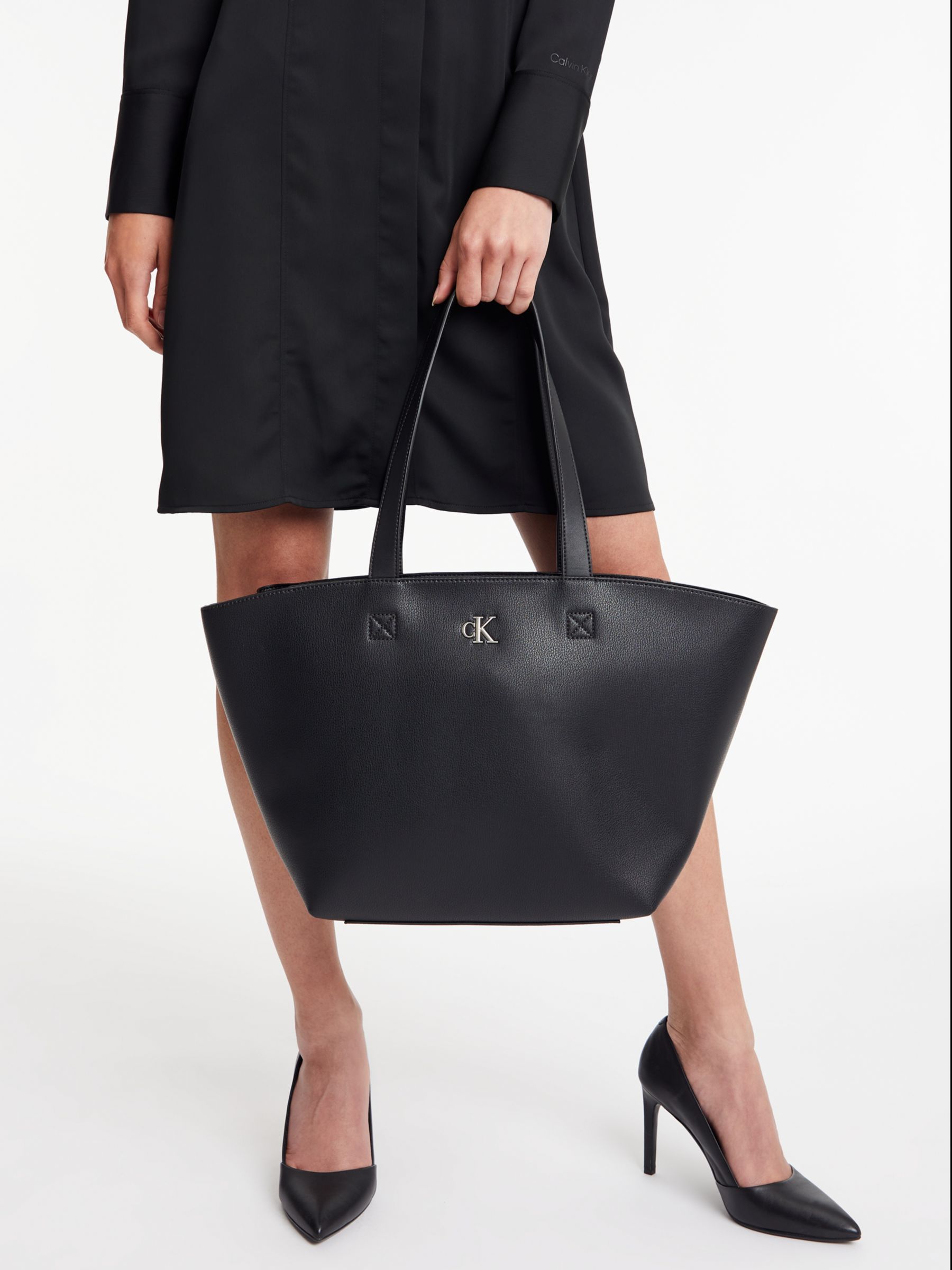 Calvin Klein Monogram Shopper Bag, Black at John Lewis & Partners