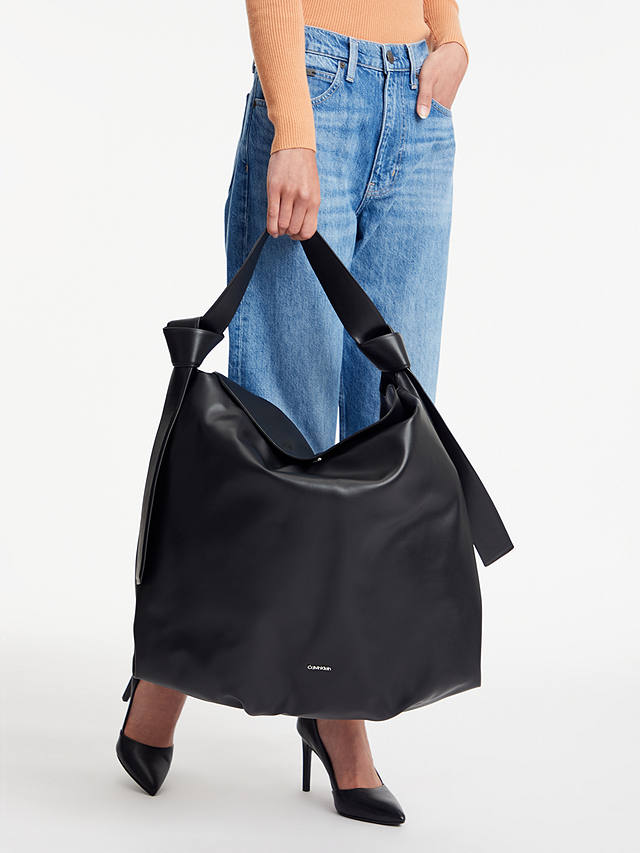 Calvin Klein Tie Knot Detail Tote Bag, Black at John Lewis & Partners