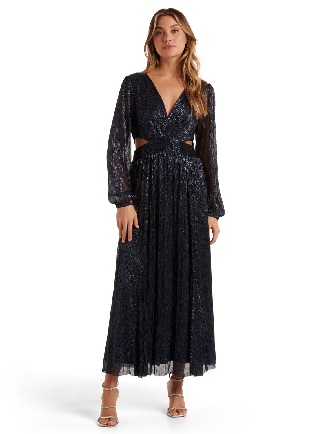 Forever New Cassandra Cut-Out Plisse Maxi Dress, Navy, 6