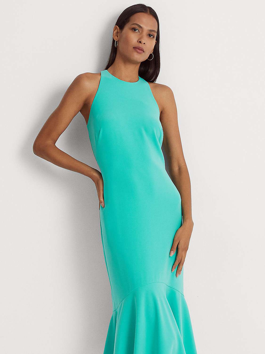 Lauren Ralph Lauren Rhonie Crepe Midi Dress, Turquoise at John Lewis &  Partners