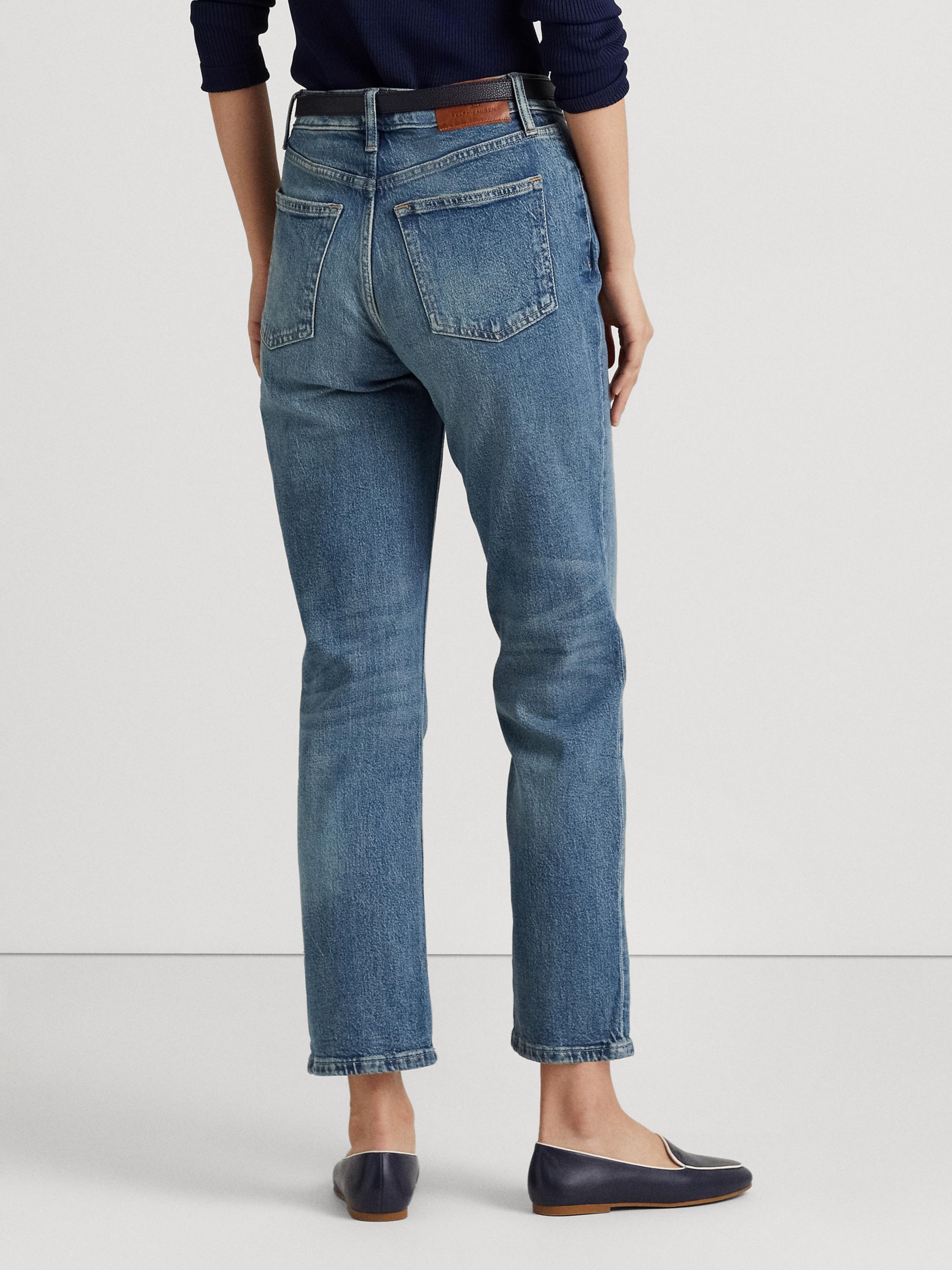 Lauren Ralph Lauren High Rise Straight Leg Jeans, Rangeland Wash at John  Lewis & Partners