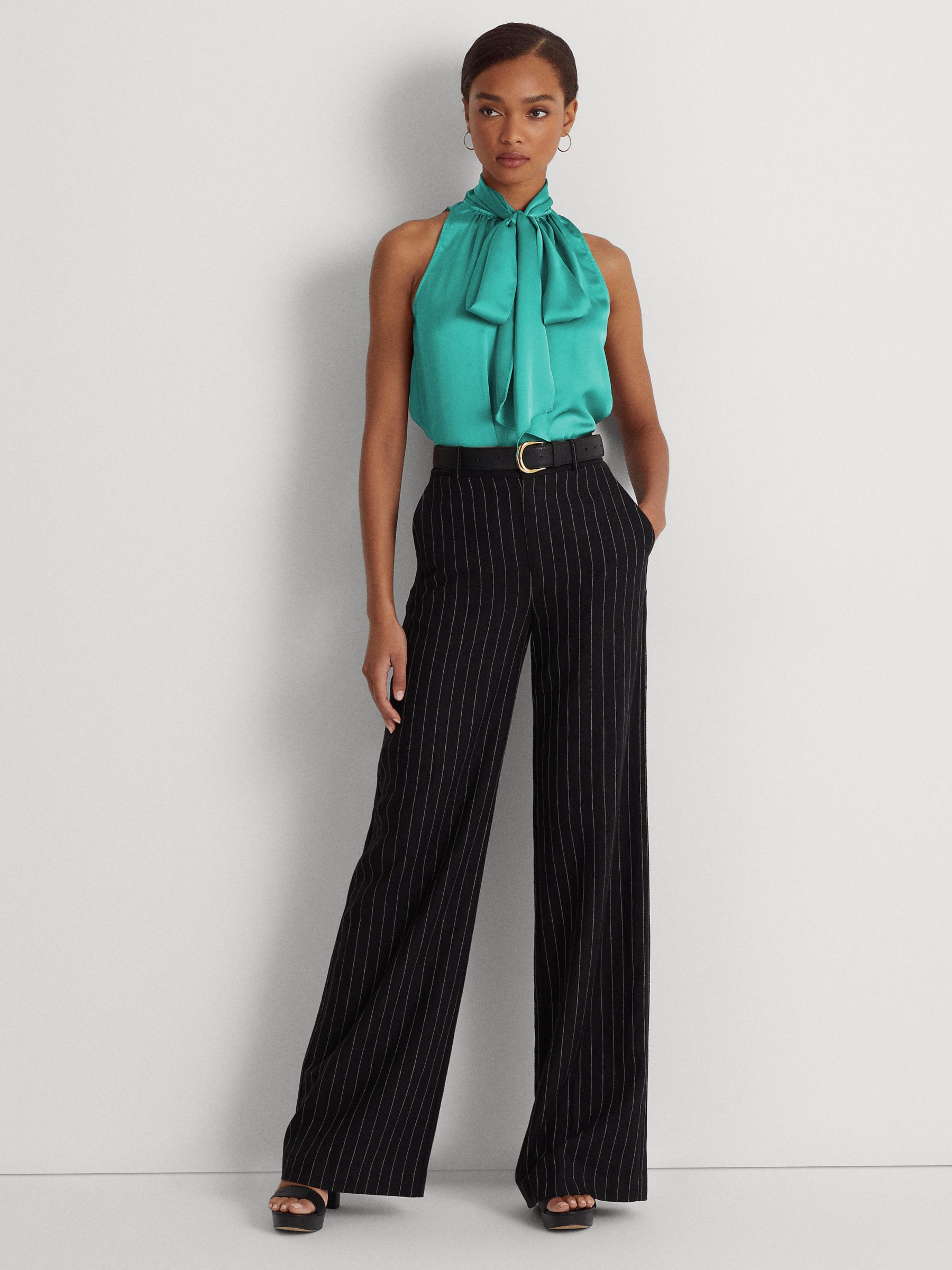 Lauren Ralph Lauren Ekewaka Halterneck Blouse, Turquoise at John Lewis &  Partners