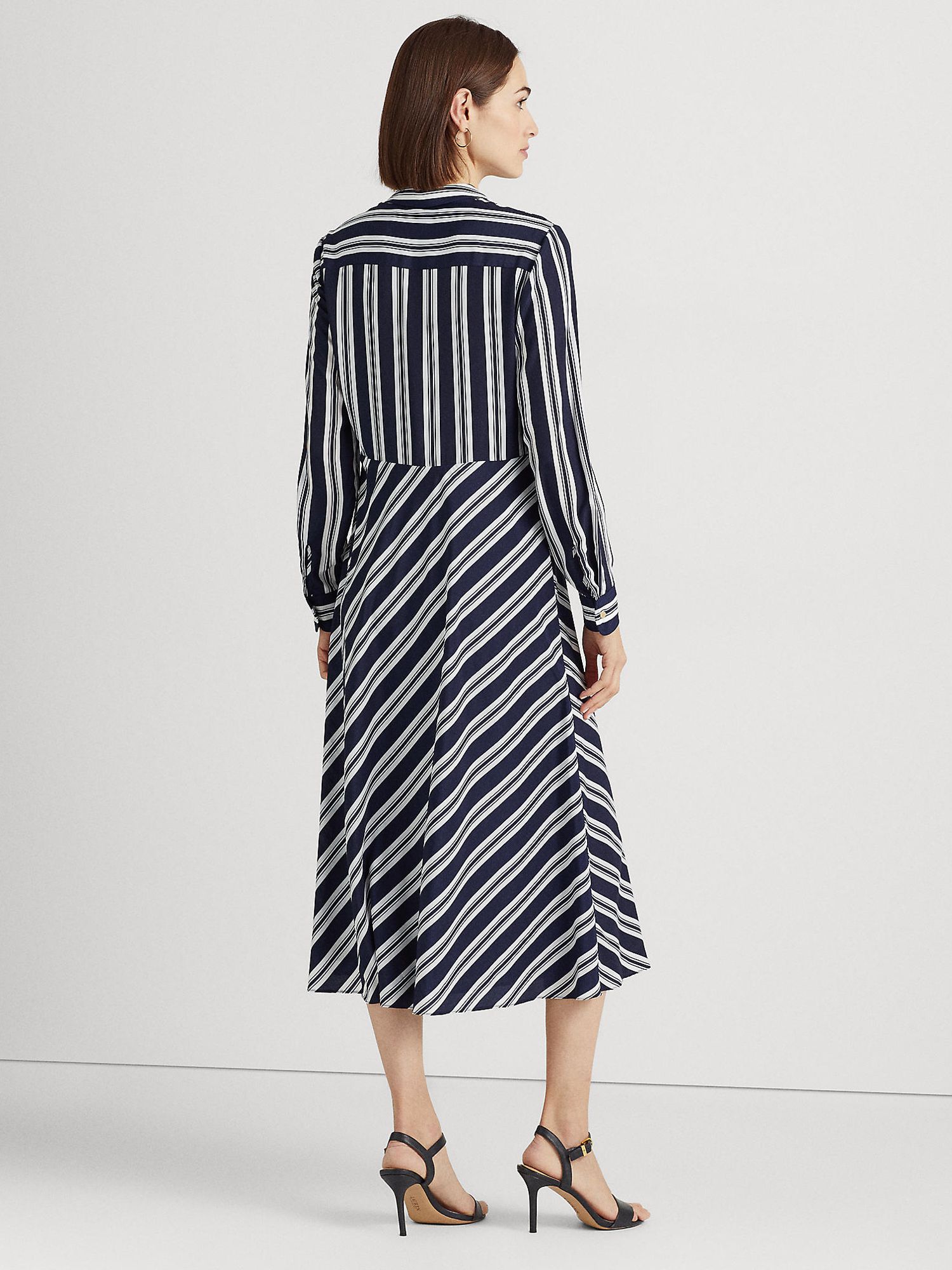 Lauren Ralph Lauren Diamin Stripe Midi Shirt Dress, Navy/White at John ...