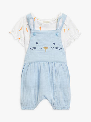 John Lewis Baby Muslin Bunny Short Dungaree & T-Shirt Set