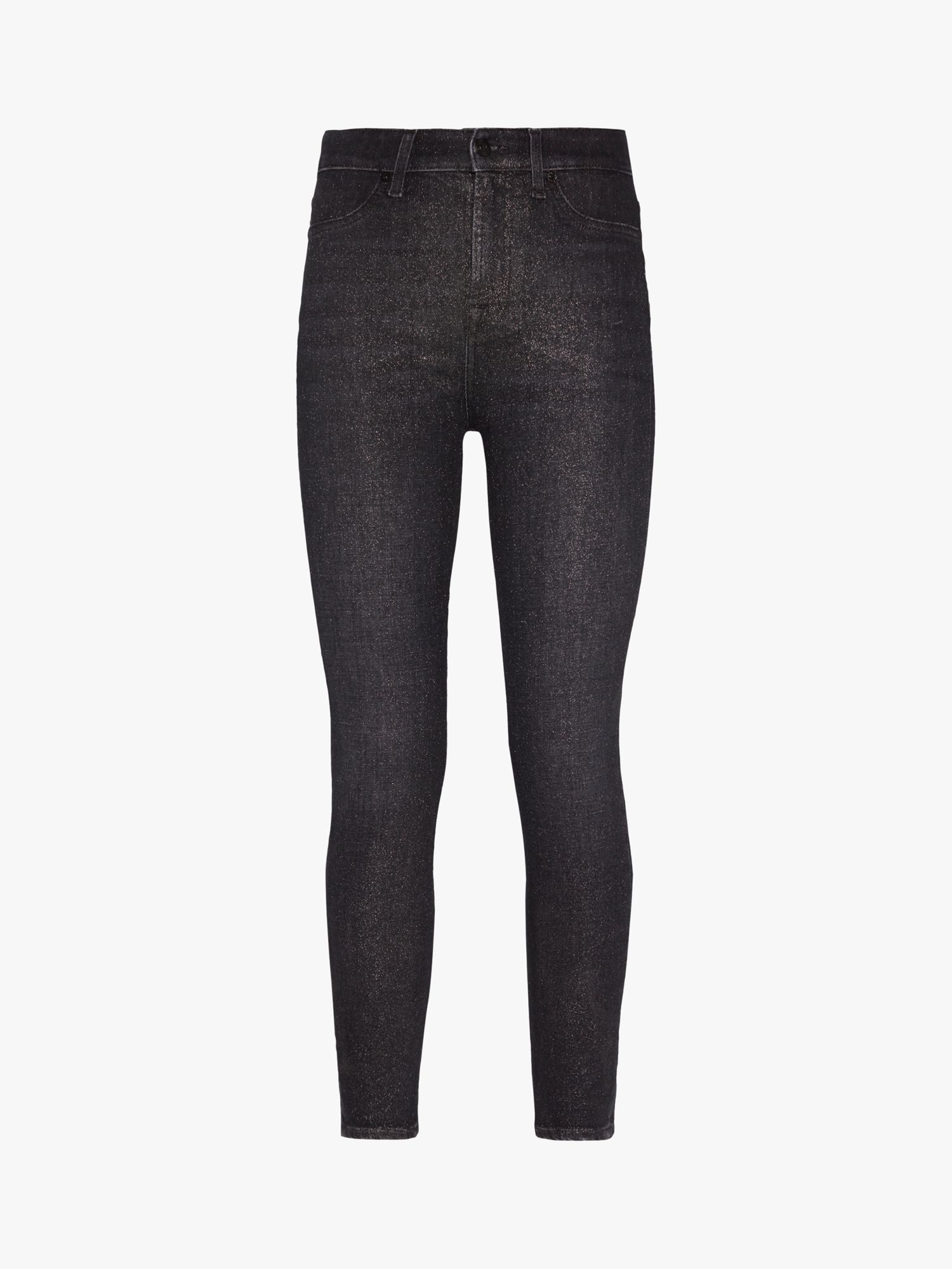 7 For All Mankind Aubrey Coated Glitter Jeans, Black at John Lewis ...