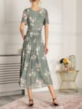 Jolie Moi Sapphire Floral Print Mesh Midi Dress