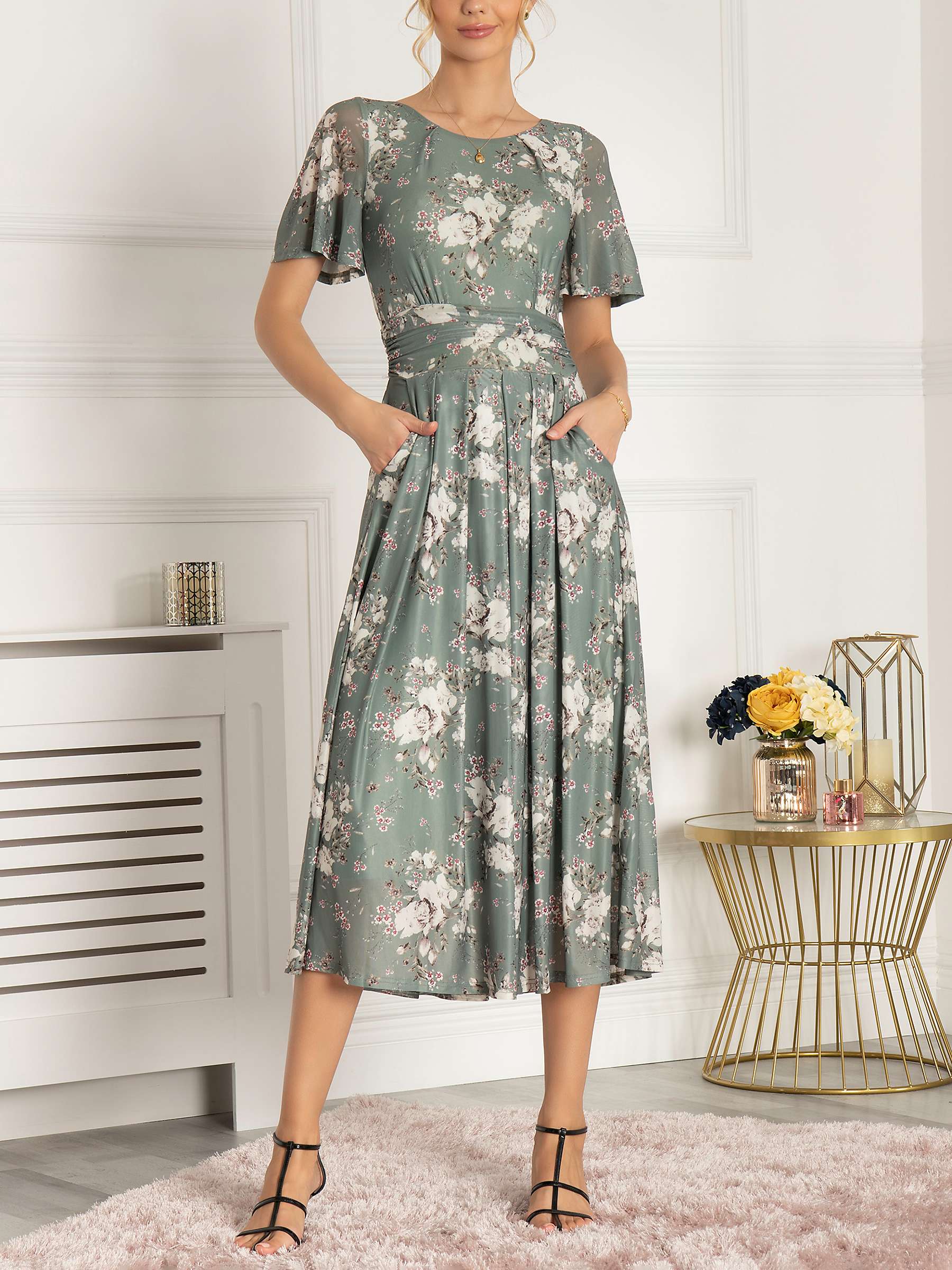 Buy Jolie Moi Sapphire Floral Print Mesh Midi Dress Online at johnlewis.com