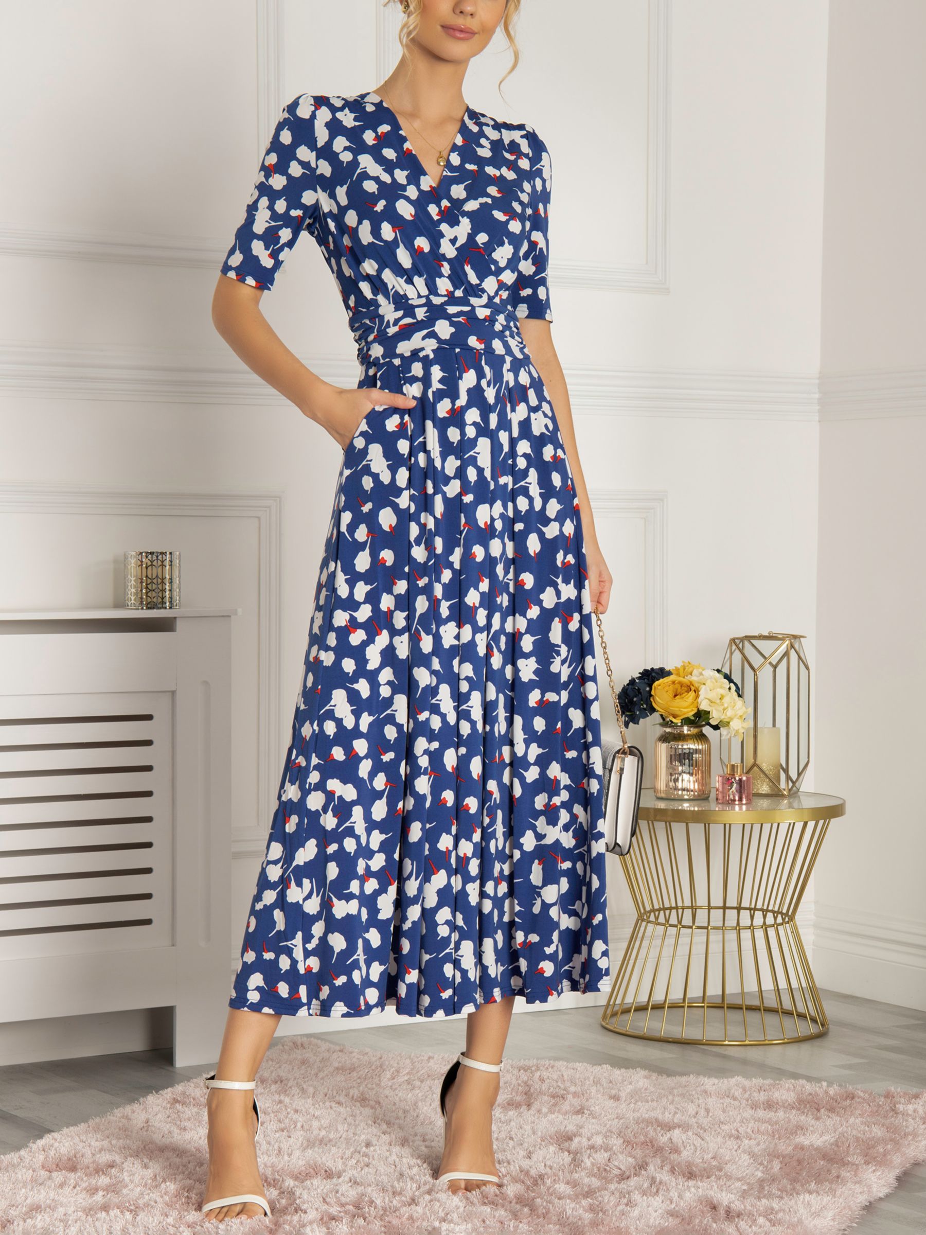 Jolie Moi Kiera Wrap Front Abstract Print Maxi Dress, Royal/Multi  8