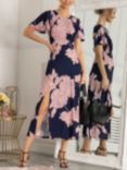 Jolie Moi Dalilah Floral Midi Dress, Navy/Pink, Navy/Pink