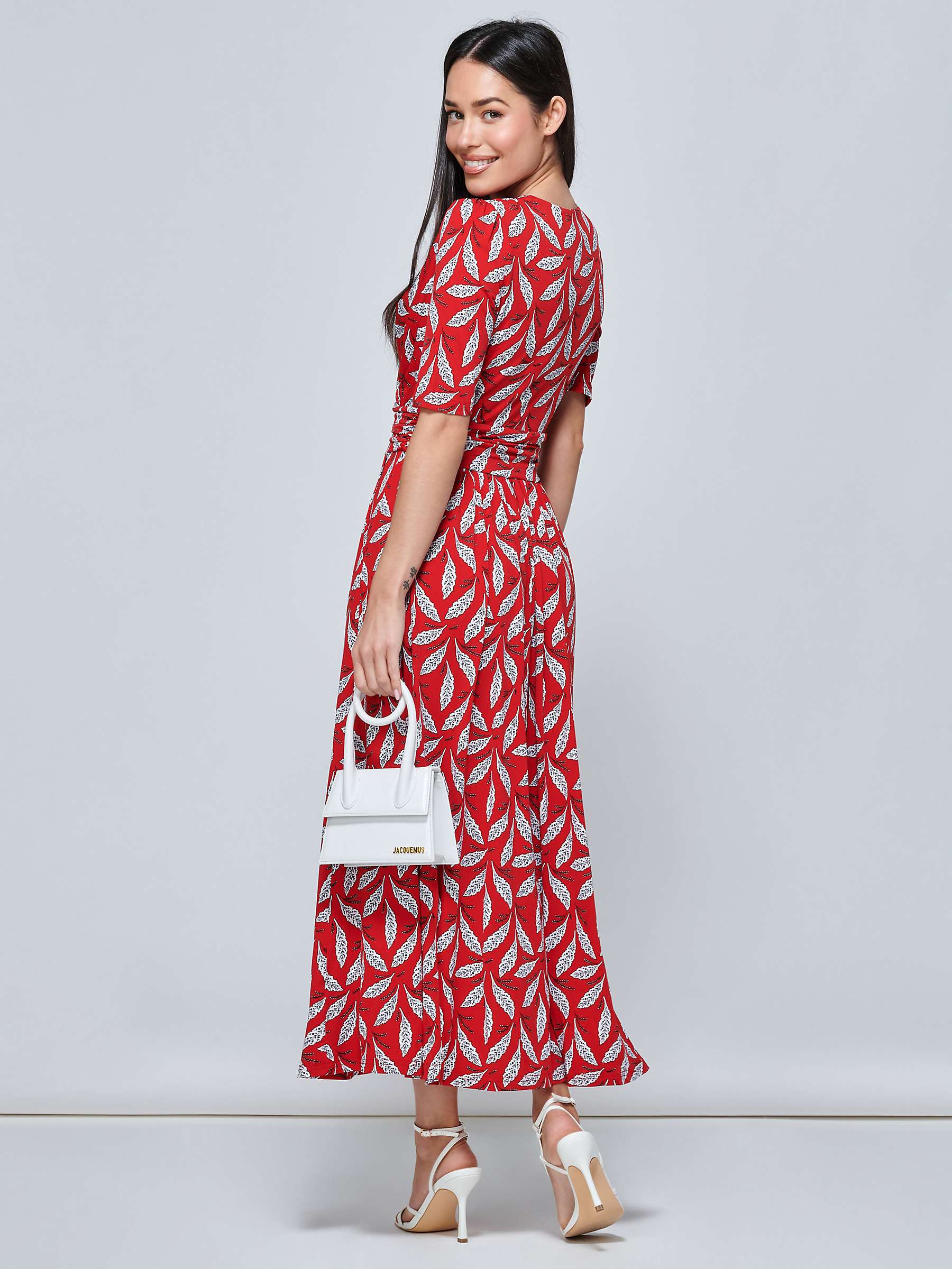 Buy Jolie Moi Coleen Leaf Print Jersey Maxi Dress, Red/Multi Online at johnlewis.com