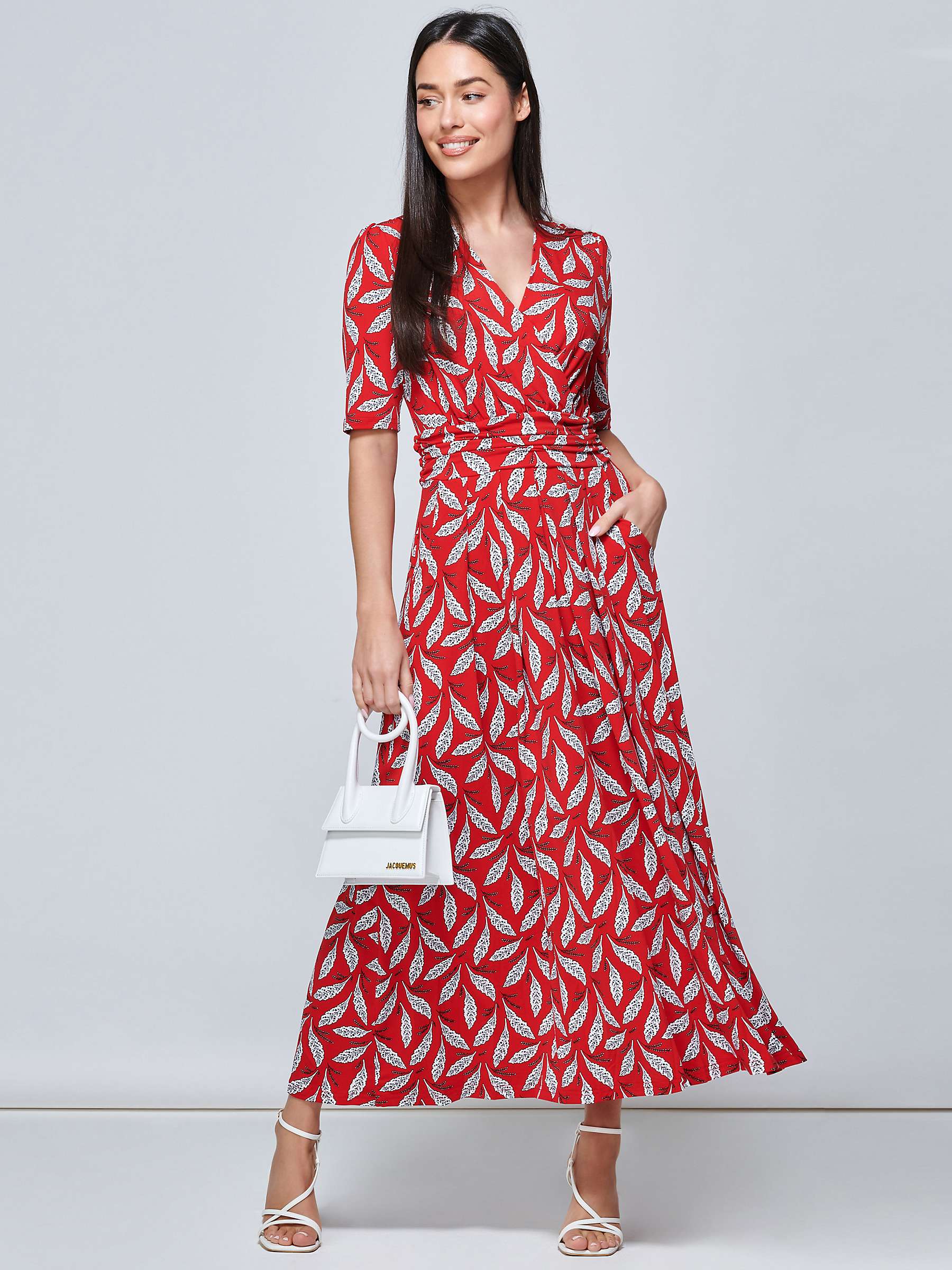 Buy Jolie Moi Coleen Leaf Print Jersey Maxi Dress, Red/Multi Online at johnlewis.com
