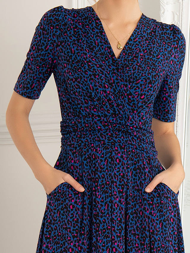 Jolie Moi Acadia Wrap Maxi Dress, Blue Leopard