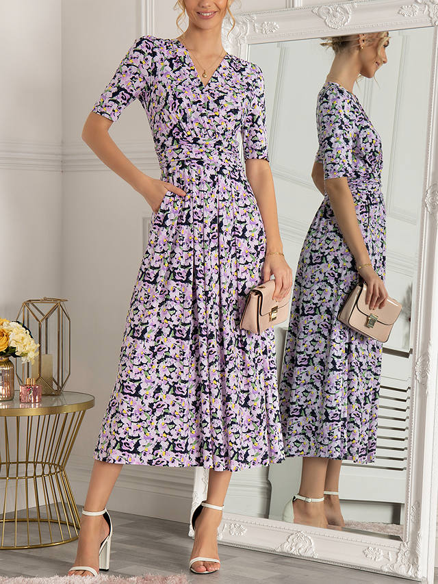 Jolie Moi Quinna Wrap Front Floral Print Maxi Dress, Navy/Multi