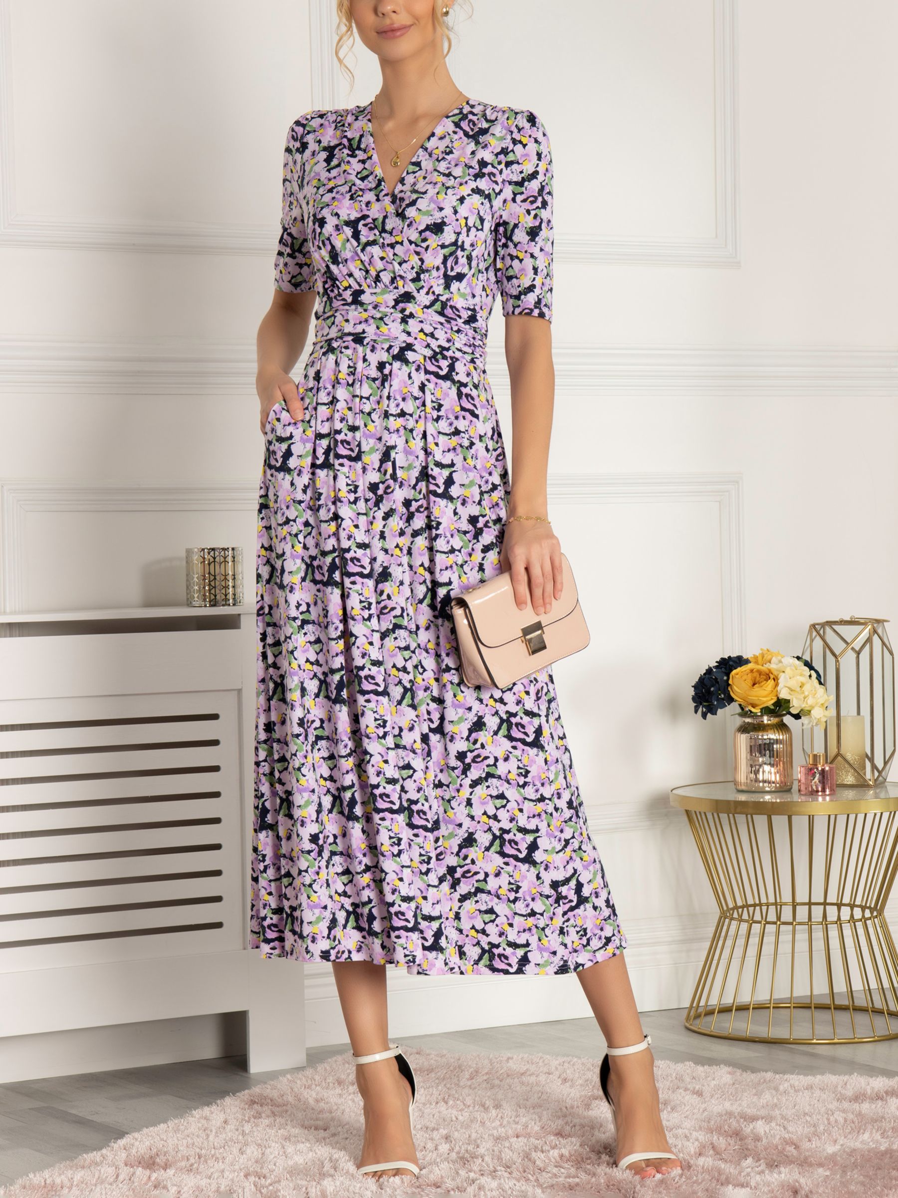 Jolie Moi Quinna Wrap Front Floral Print Maxi Dress, Navy/Multi at John ...