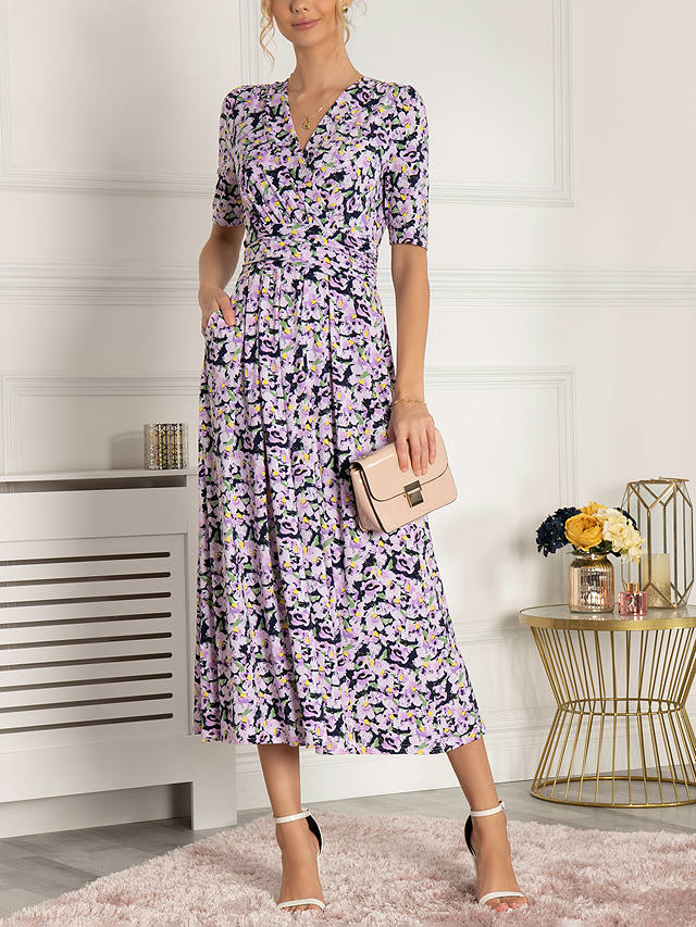 Jolie Moi Quinna Wrap Front Floral Print Maxi Dress, Navy/Multi