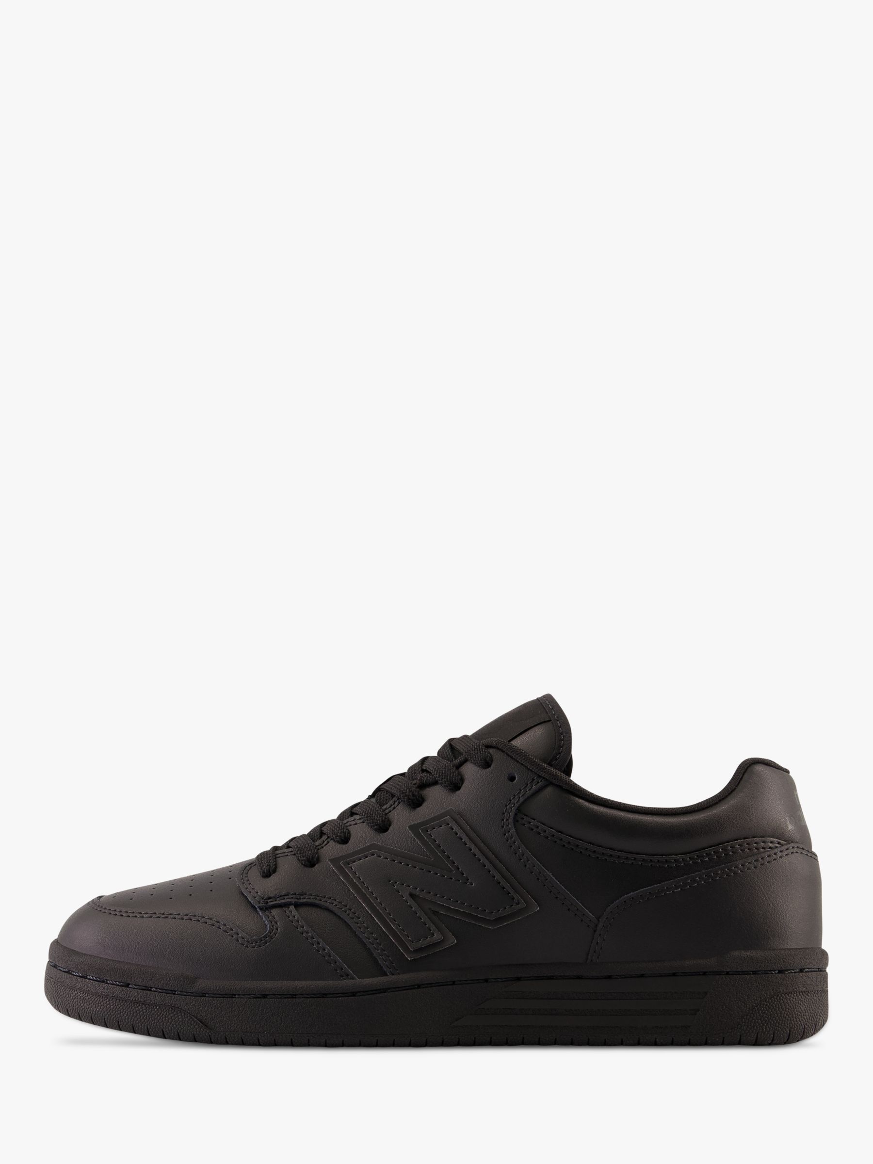 New Balance 480 Leather Lace Up Trainers, Triple Black, 9