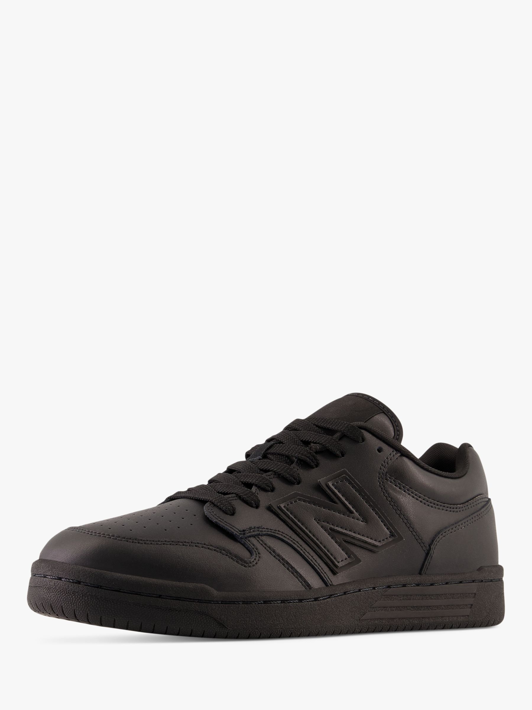 New Balance 480 Leather Lace Up Trainers, Triple Black, 9