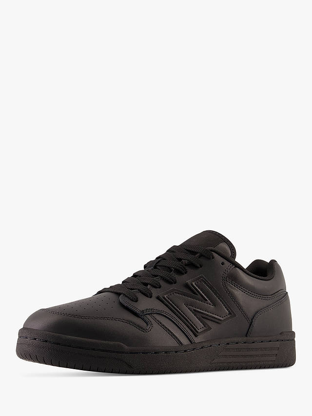 New Balance 480 Leather Lace Up Trainers, Triple Black