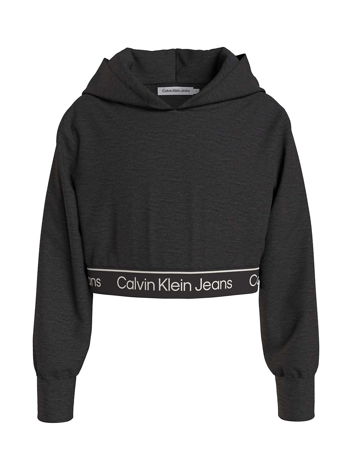 Buy Calvin Klein Kid's Punto Cropped Logo Tape Hoodie, Ck Black Online at johnlewis.com