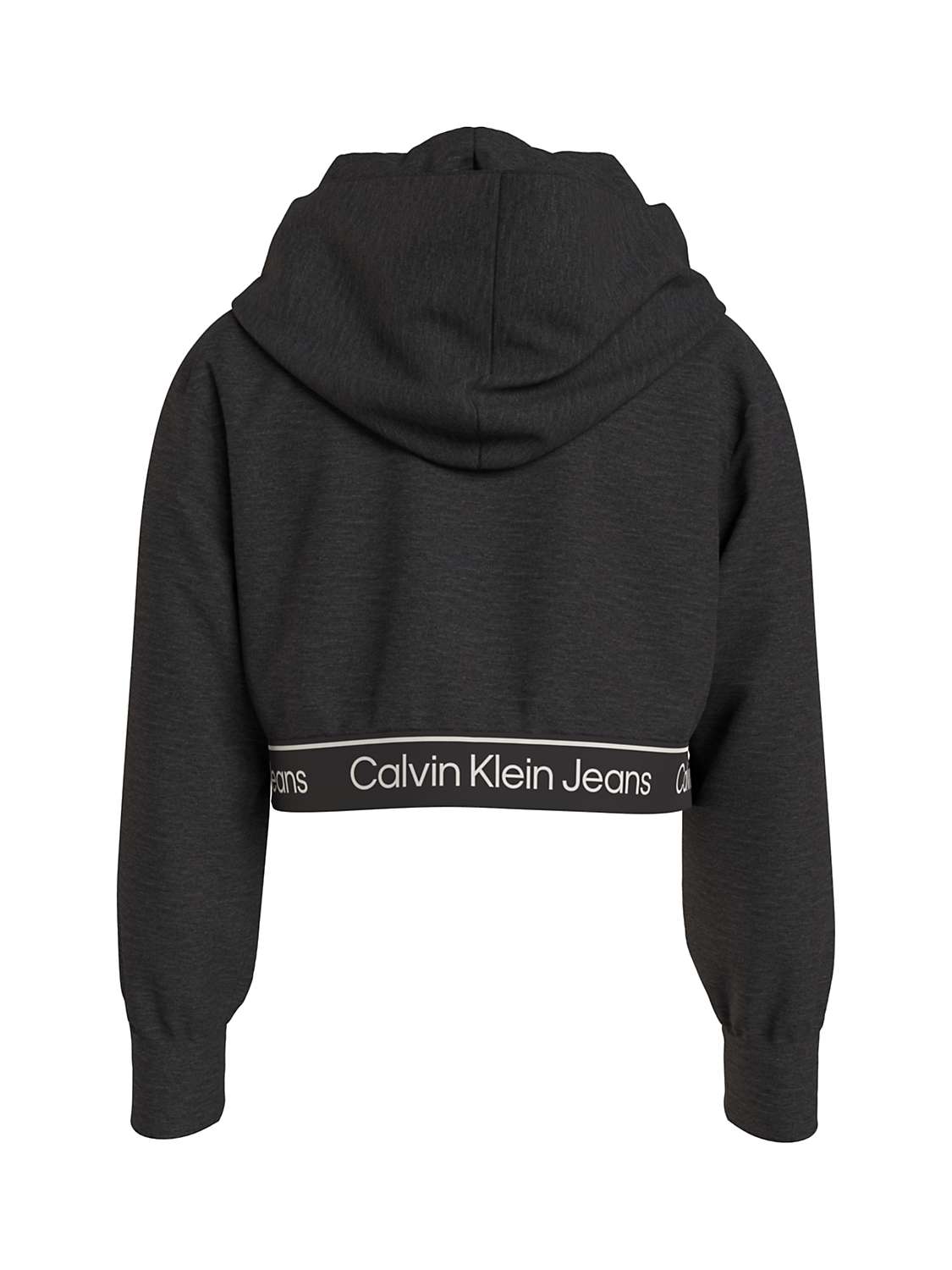 Buy Calvin Klein Kid's Punto Cropped Logo Tape Hoodie, Ck Black Online at johnlewis.com