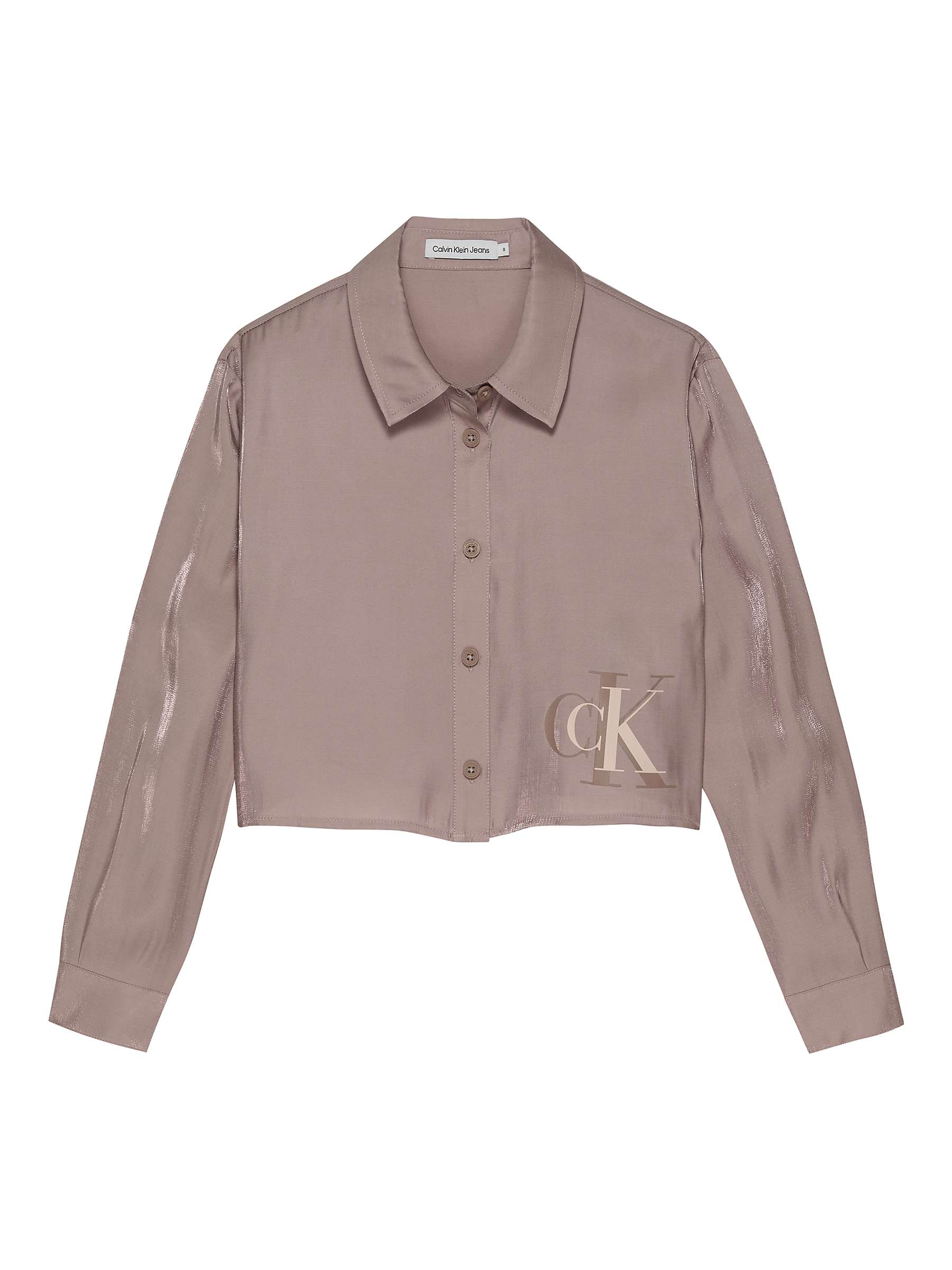 Buy Calvin Klein Kids' Metallic Shine Cropped Shirt, Dark Blush Online at johnlewis.com