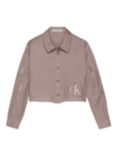 Calvin Klein Kids' Metallic Shine Cropped Shirt, Dark Blush