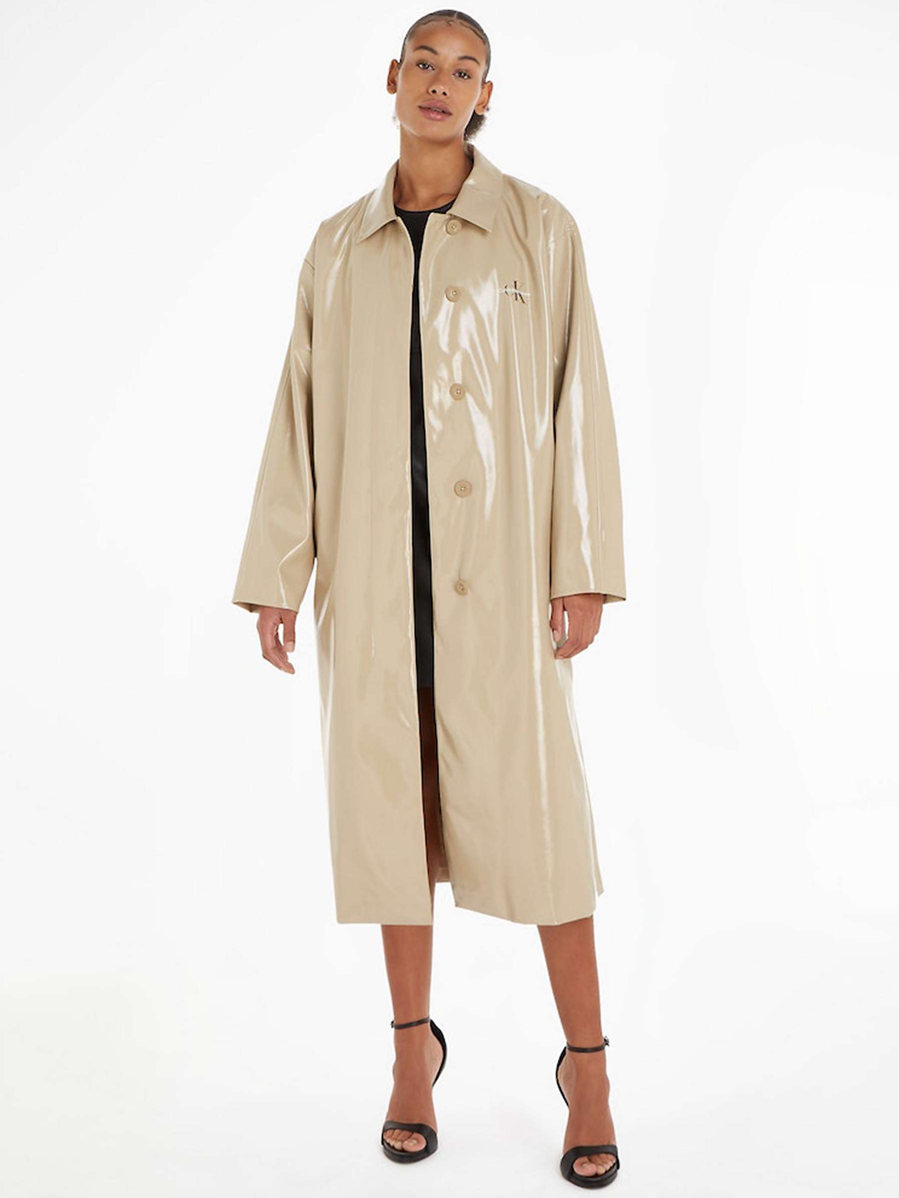 Buy Calvin Klein Oversized Coated Raincoat, Travertine Online at johnlewis.com