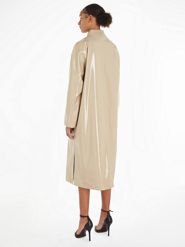 Calvin Klein Oversized Coated Raincoat, Travertine at John Lewis & Partners