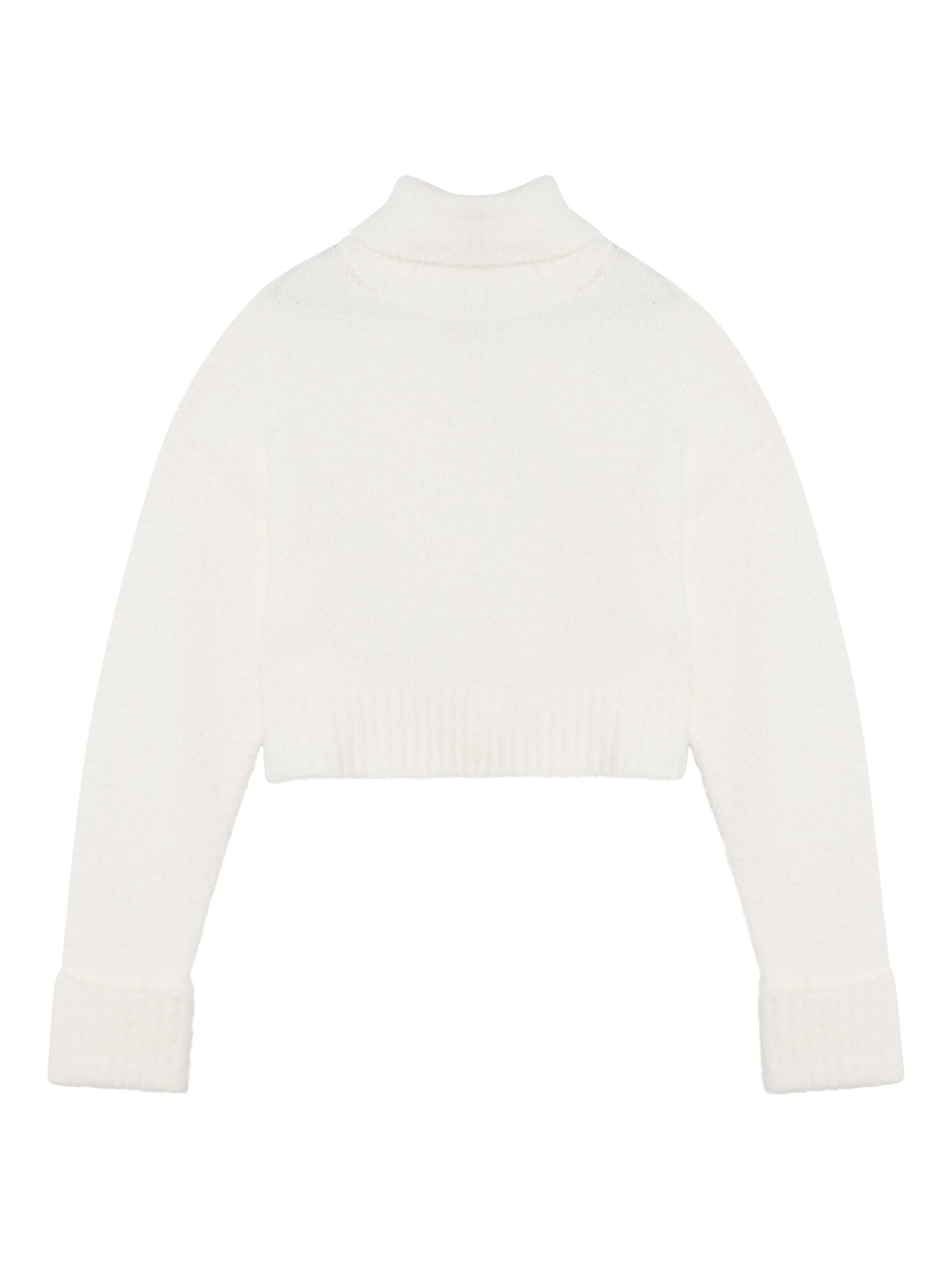 Calvin Klein Wool Blend Boucle Roll Neck Cropped Jumper, Ivory at John ...