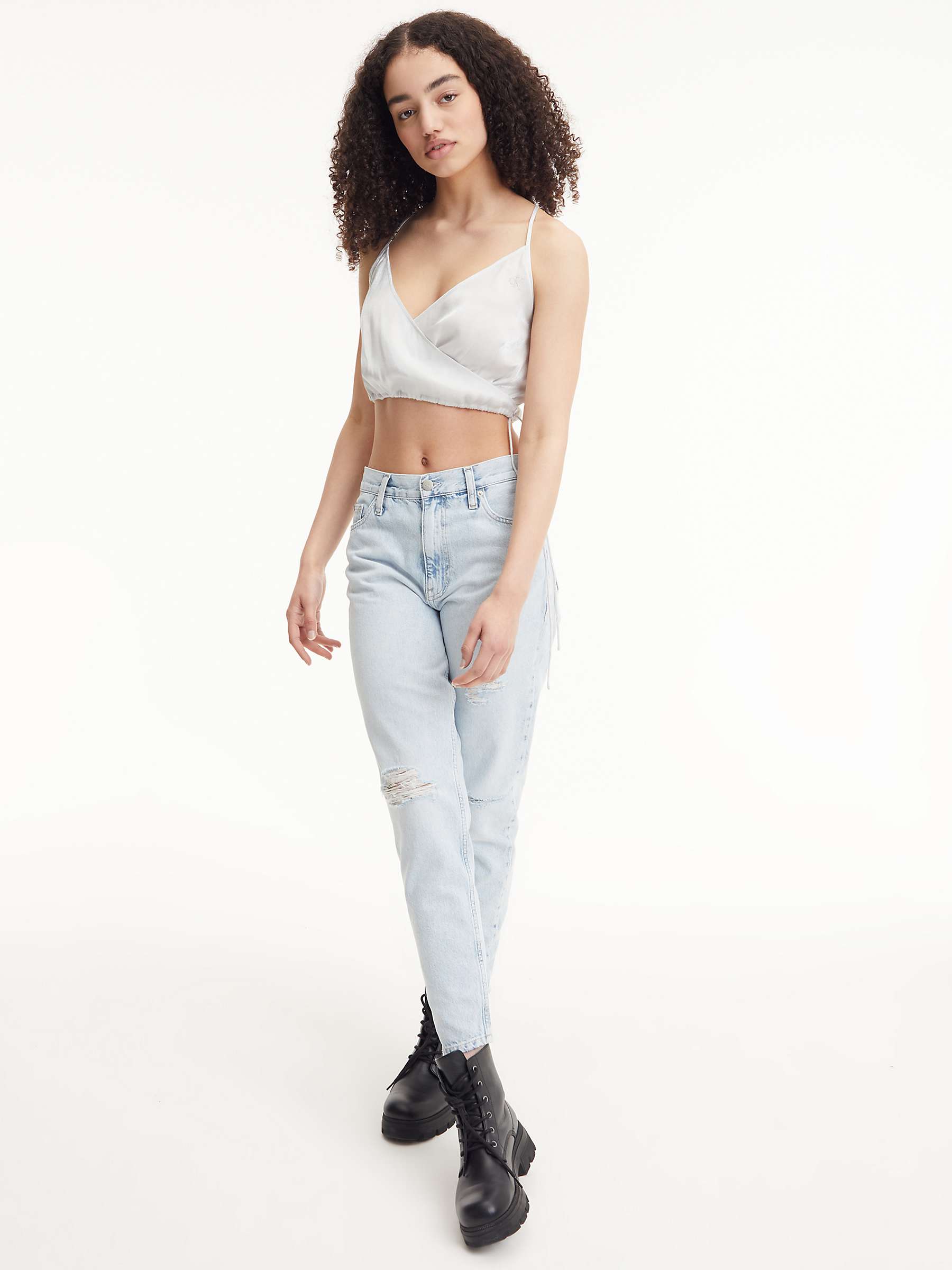 Buy Calvin Klein Cropped Strappy Top, Ghost Grey Online at johnlewis.com