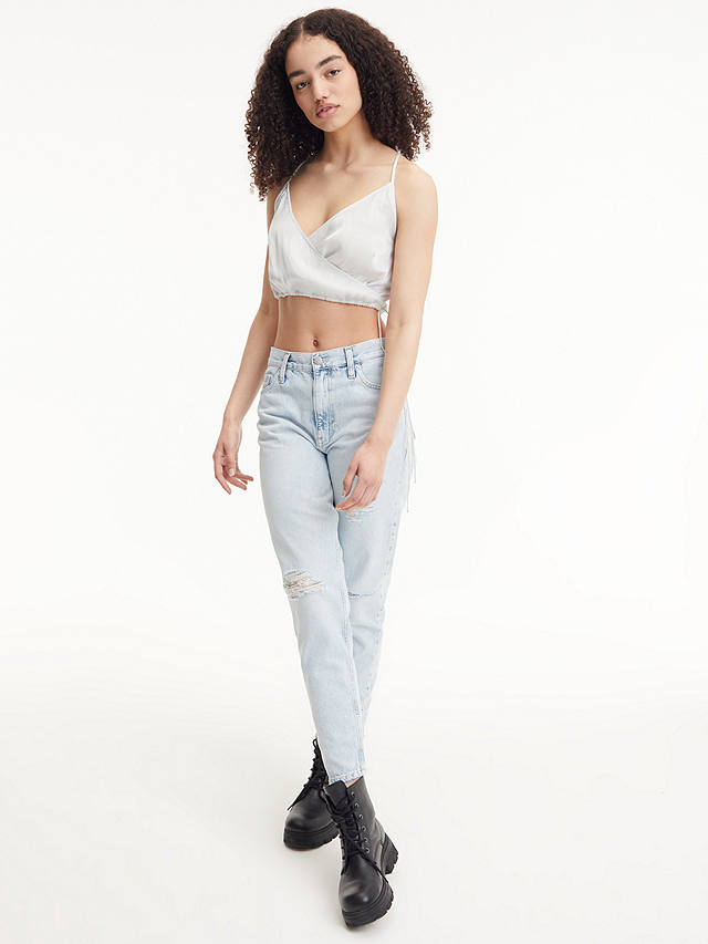 Calvin Klein Cropped Strappy Top, Ghost Grey