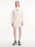 Calvin Klein Cotton High Neck Jumper Dress, Ivory, Ivory