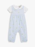 John Lewis Heirloom Collection Baby Lemon Embroidered Dungaree with Collared Bodysuit Set, Blue