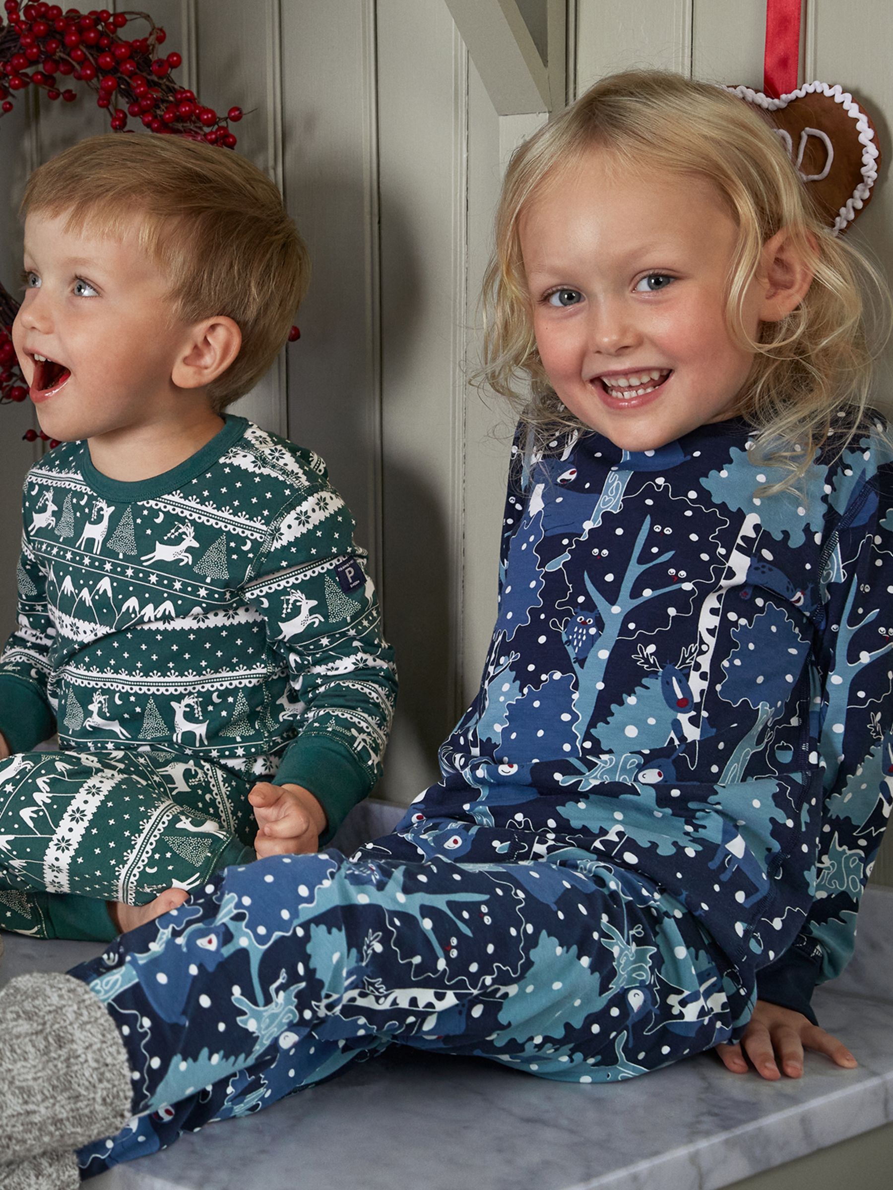 reindeer fairisle cotton pajamas