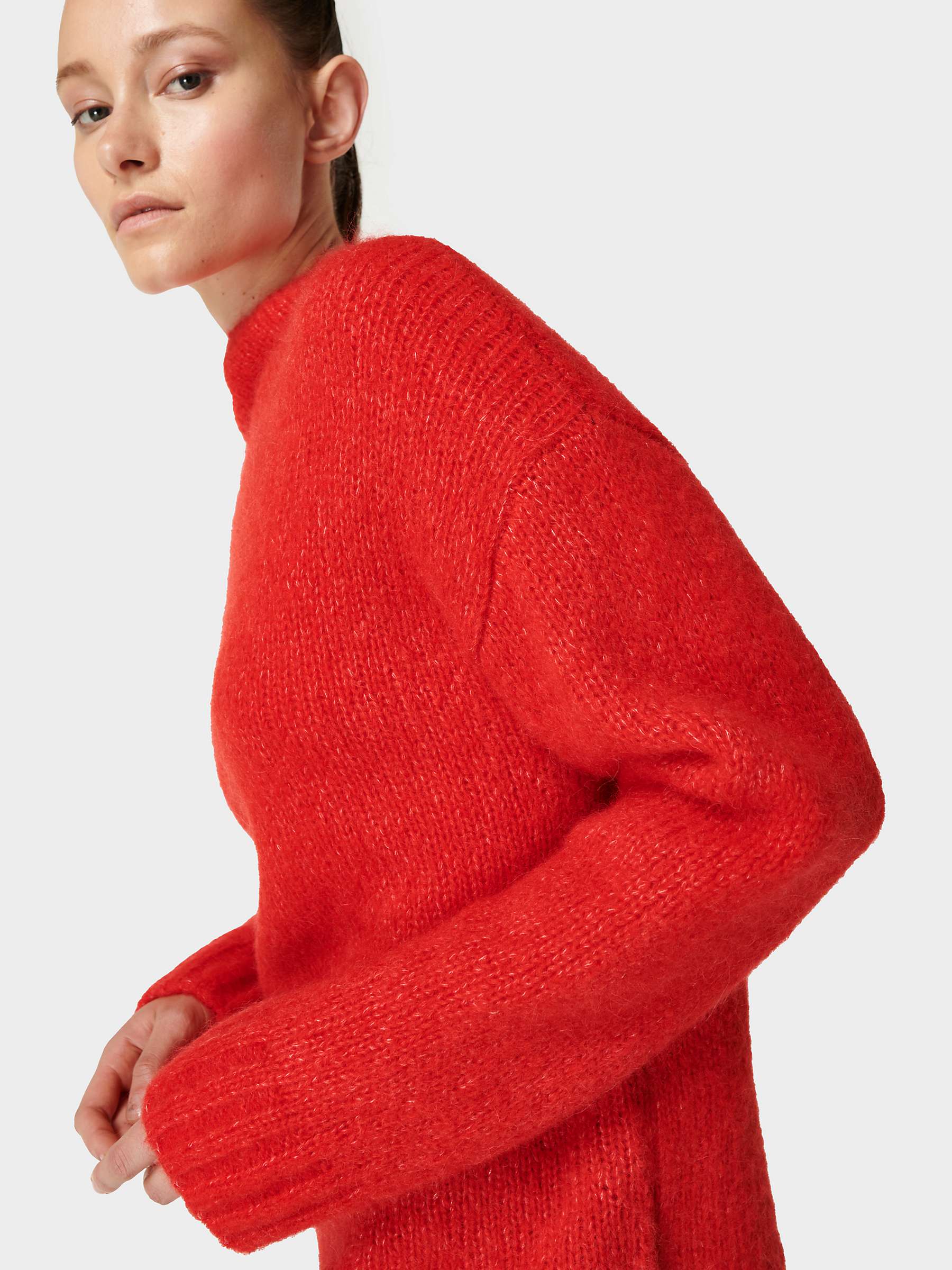 Sweaty Betty Brushed Boucle Funnel Neck Sweater, Cranberry Red at John  Lewis  Partners