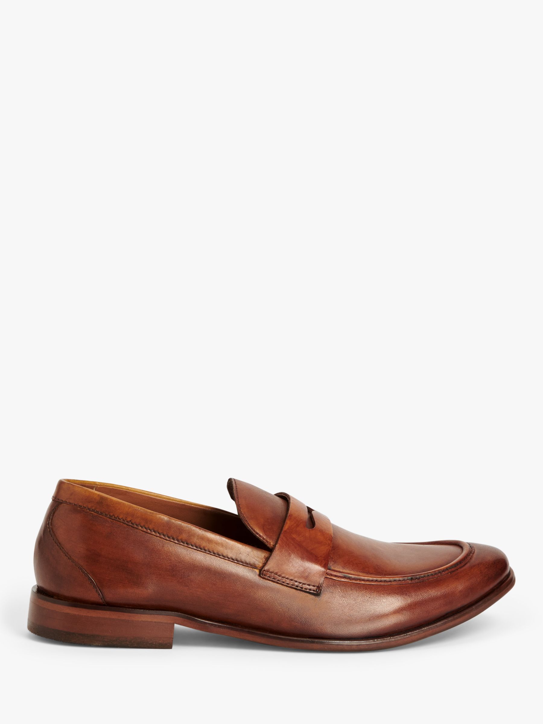 John Lewis Leather Penny Loafers, Tan at John Lewis & Partners