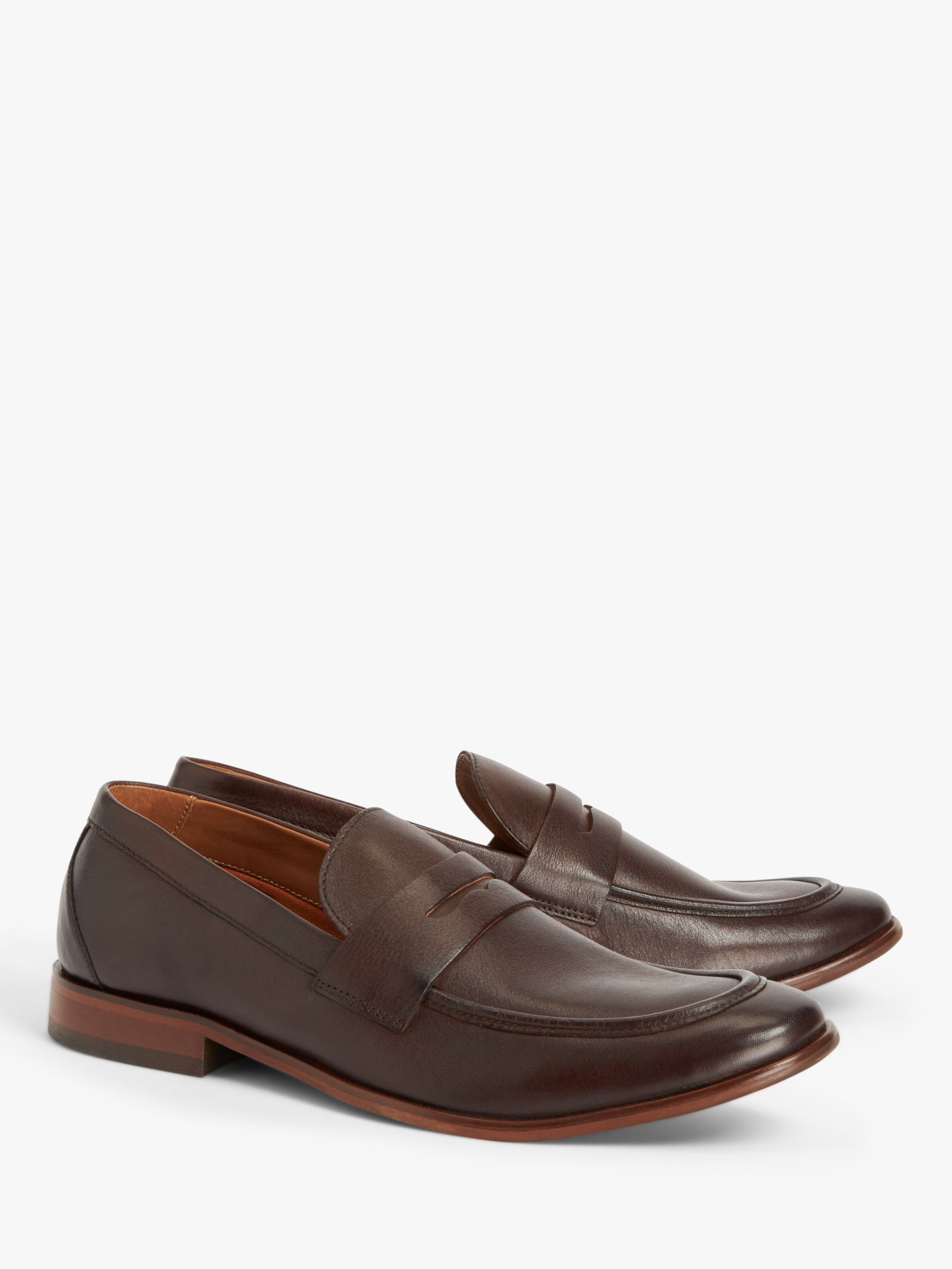 John Lewis Leather Penny Loafers, Chestnut at John Lewis & Partners