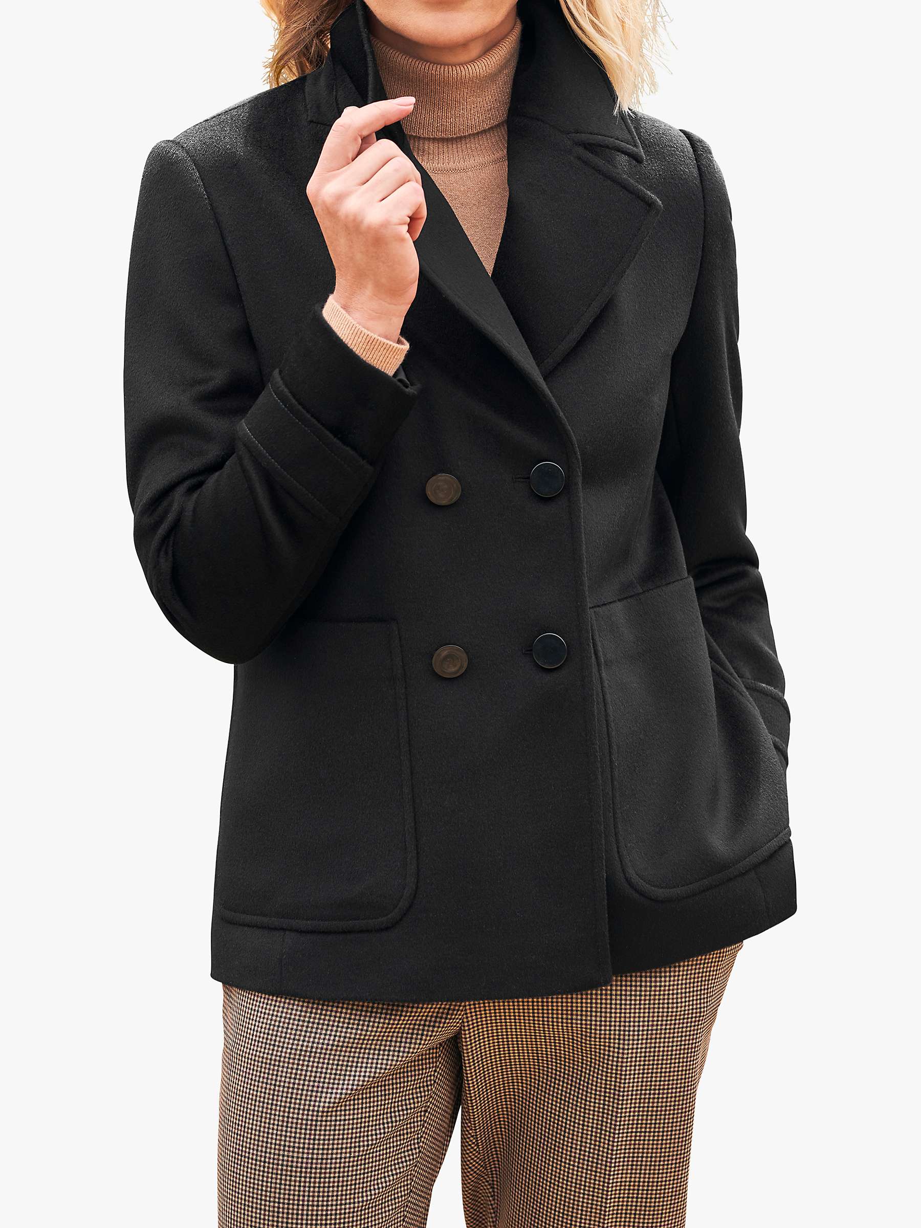 Buy Pure Collection Wool Pea Coat, Black Online at johnlewis.com