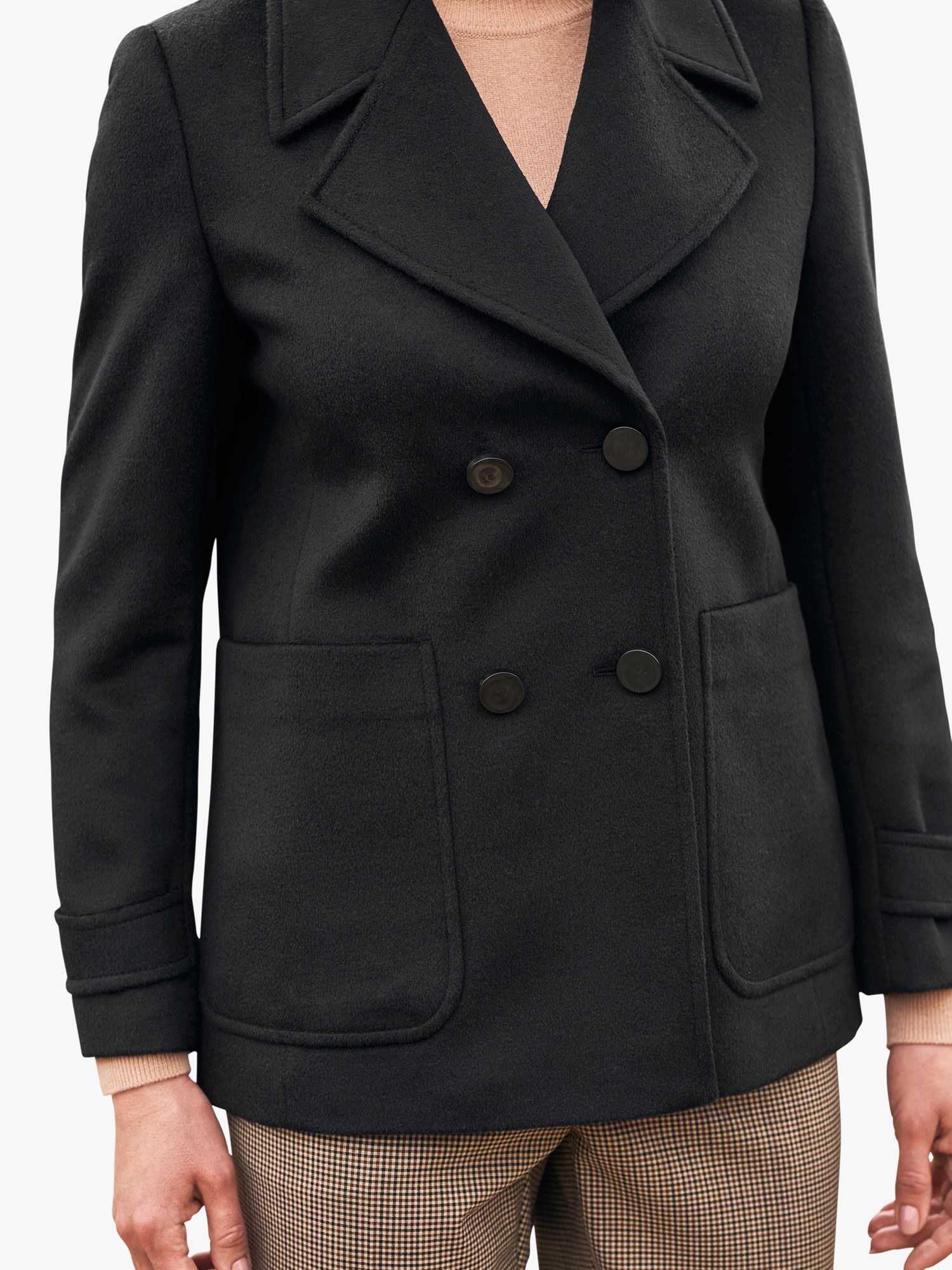 Pure Collection Wool Pea Coat, Black, 8