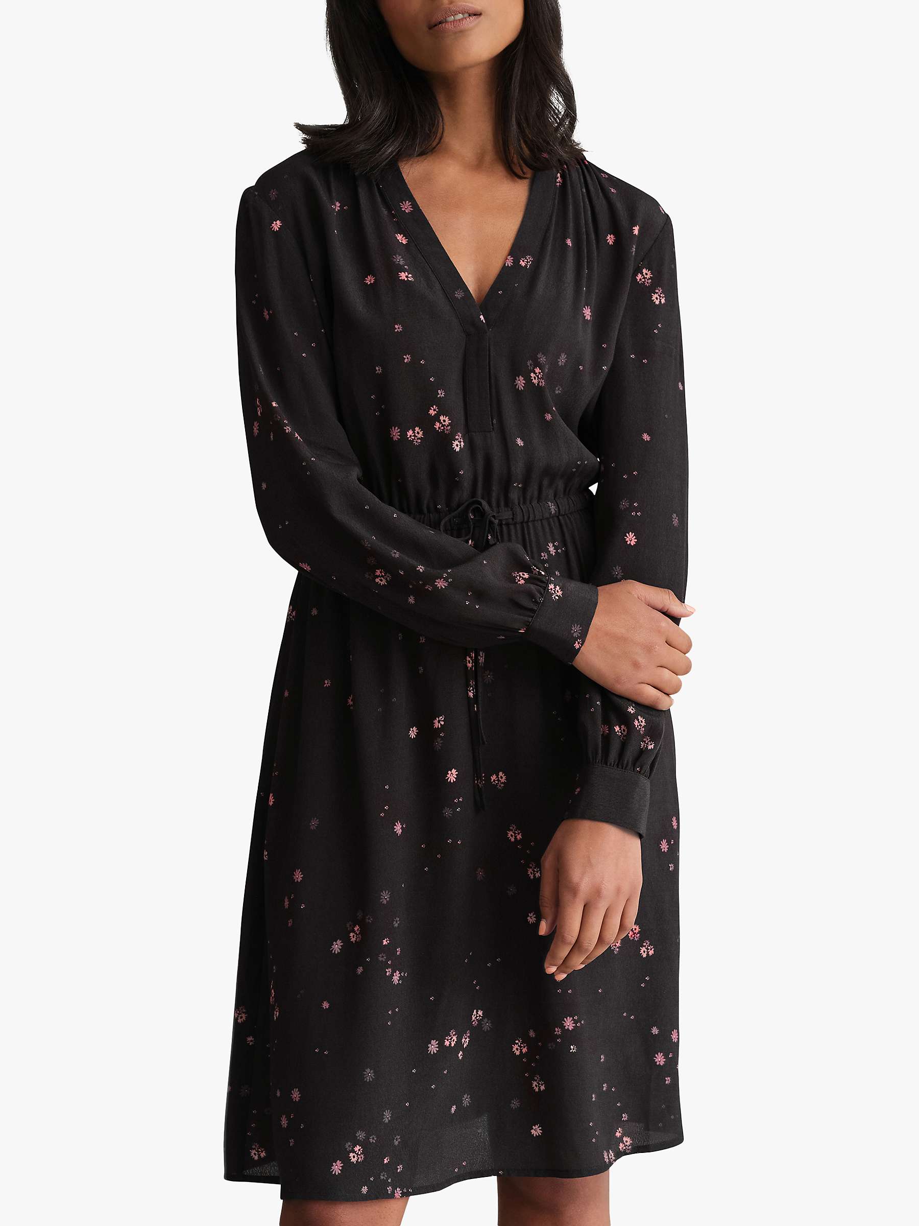 Buy Pure Collection Ditsy Print Midi Dress, Black/Multi Online at johnlewis.com