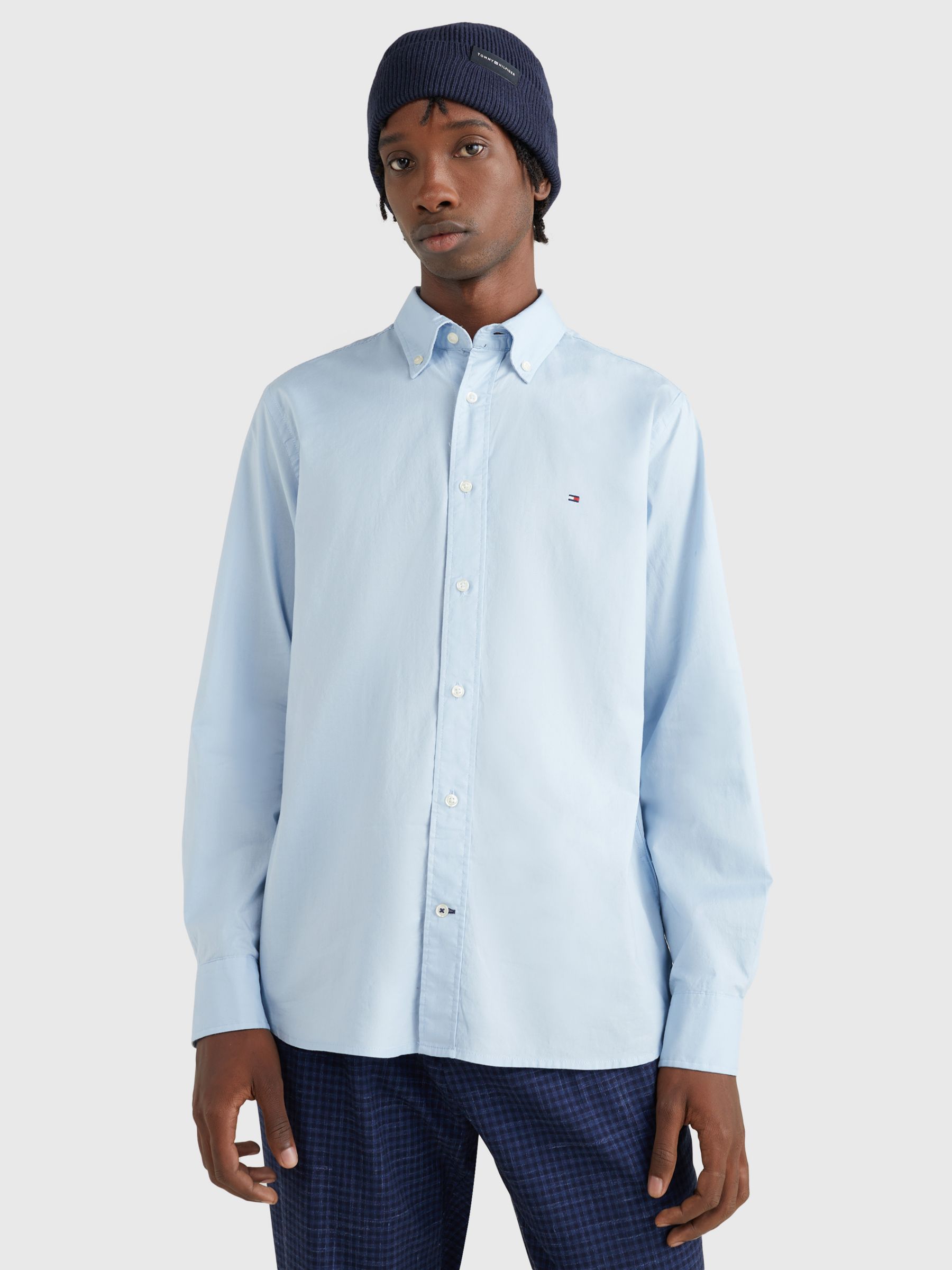 Tommy Hilfiger Core Flex Poplin Regular Fit Shirt, Calm Blue at John Lewis  & Partners