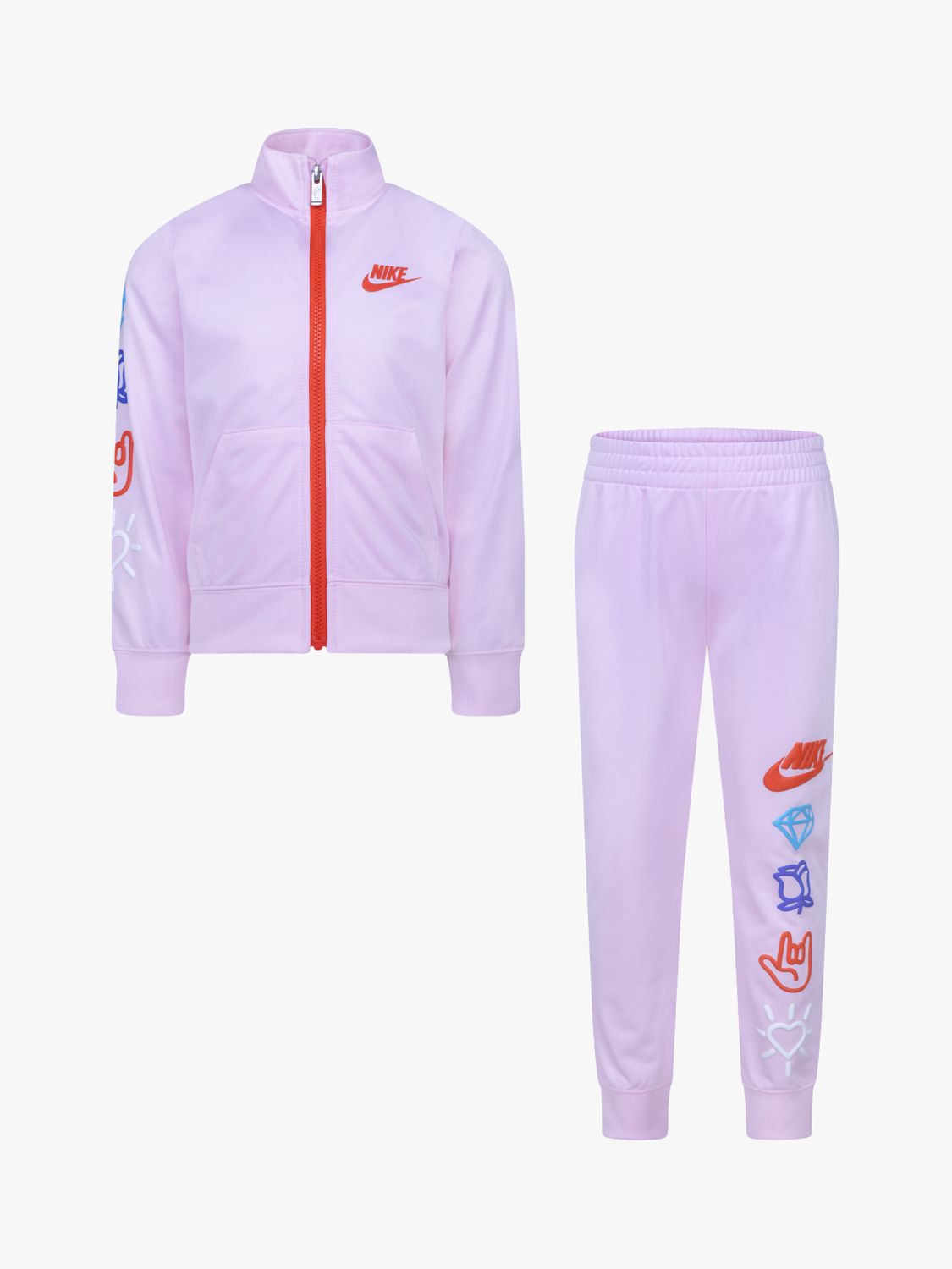 Nike Kids' XO Swoosh Jacket & Joggers Tracksuit Set, Pink, 2-3 years