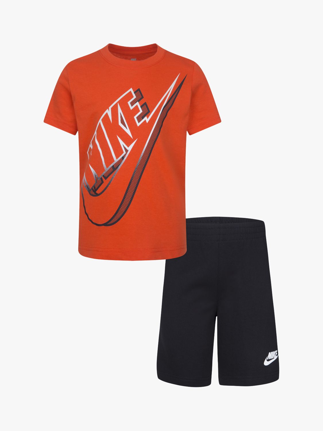 Nike Kids' Futura T-Shirt & Shorts Tracksuit Set, Red/Black, 2-3 years