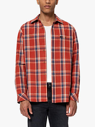 Nudie Jeans Filip Organic Cotton Check Shirt, Red