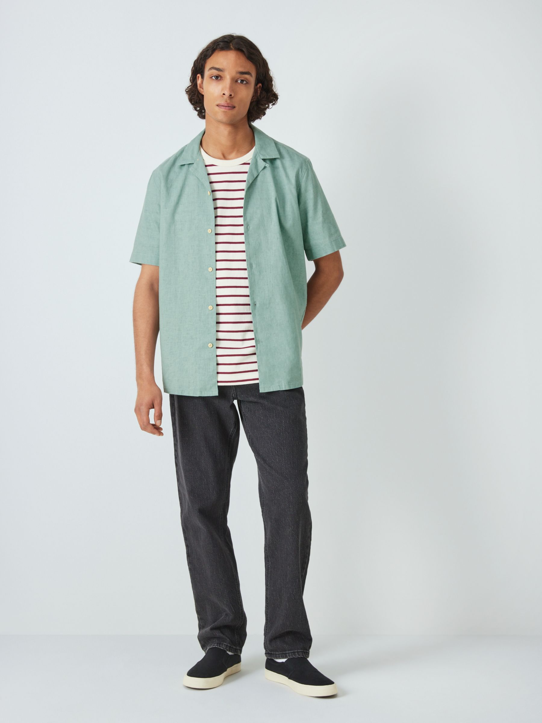 Men's Camp Collar Linen-Blend Shirt, Men's Clearance