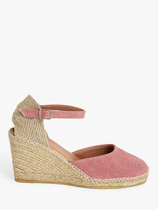 John Lewis Lloret High Wedge Espadrille Sandals, Blush