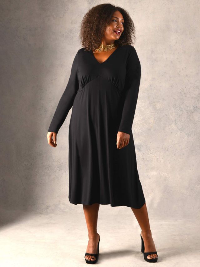 Black v neck jersey clearance dress