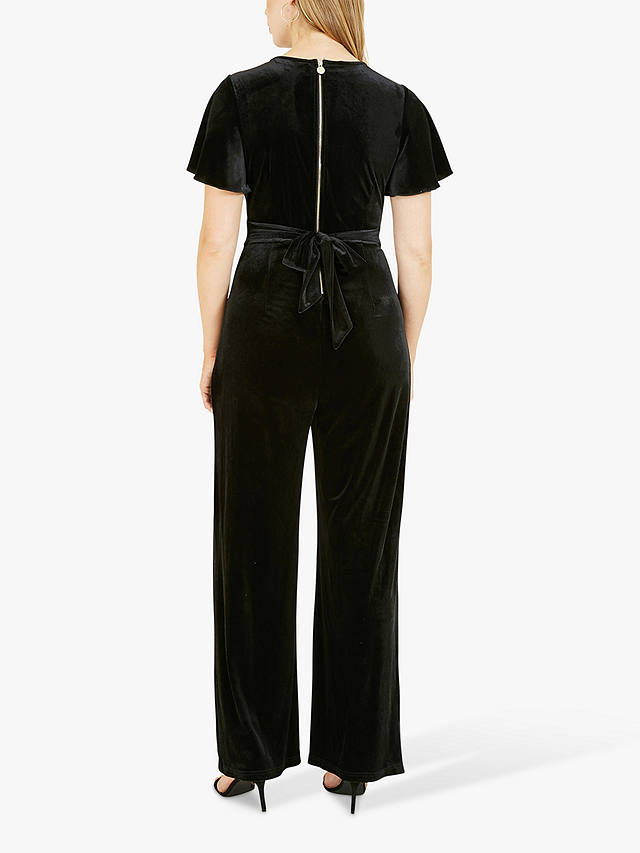 Yumi Velvet Angle Sleeve Jumpsuit, Black