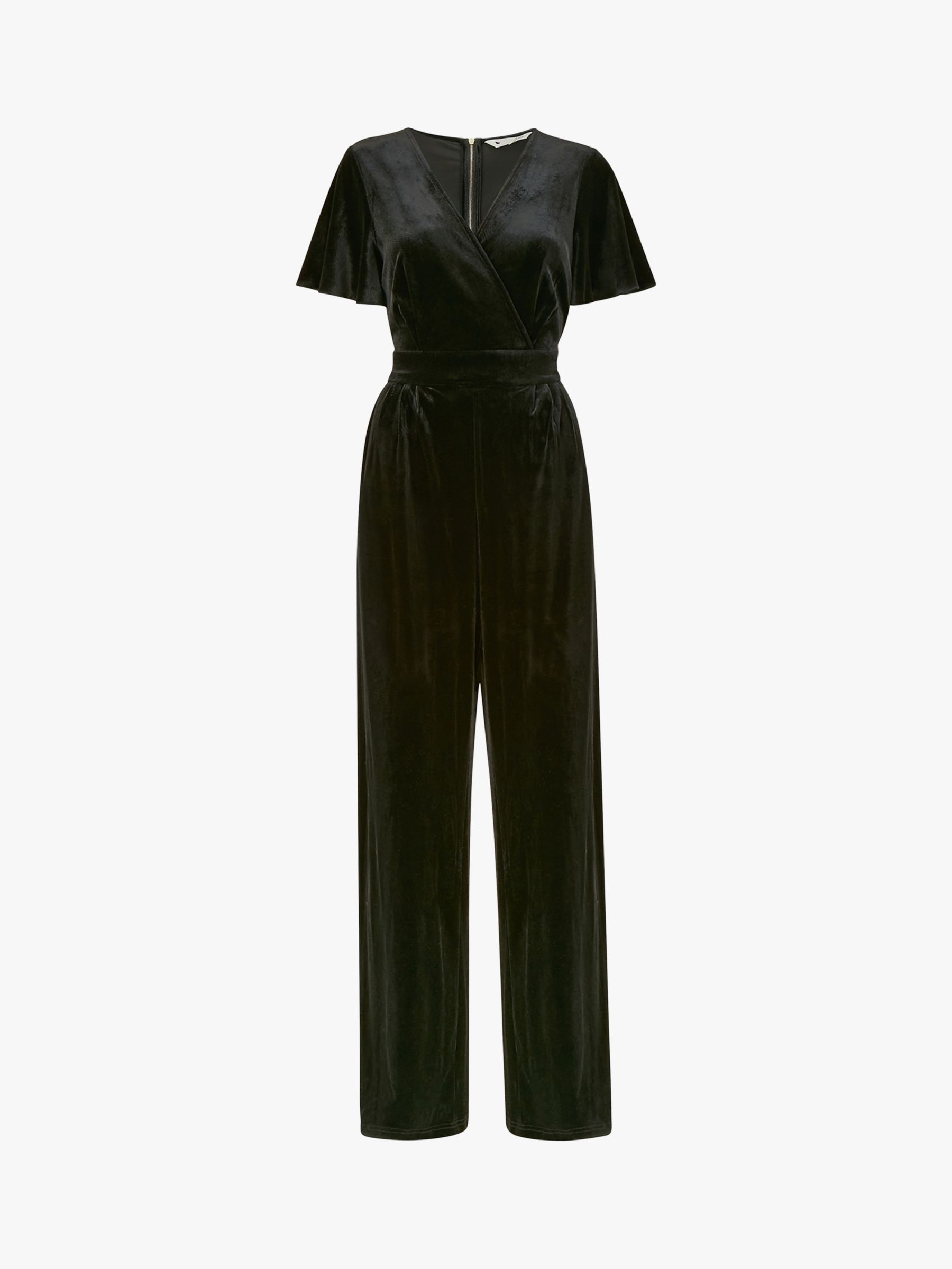 Yumi Velvet Angle Sleeve Jumpsuit, Black at John Lewis & Partners